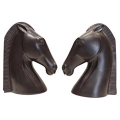 Mid-century ceramic horse bookends by Anzengruber