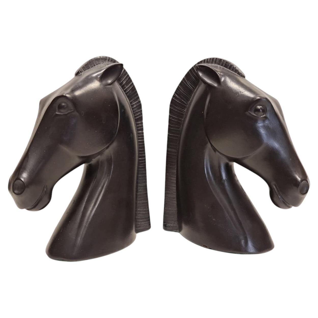 Mid-century ceramic horse bookends by Anzengruber