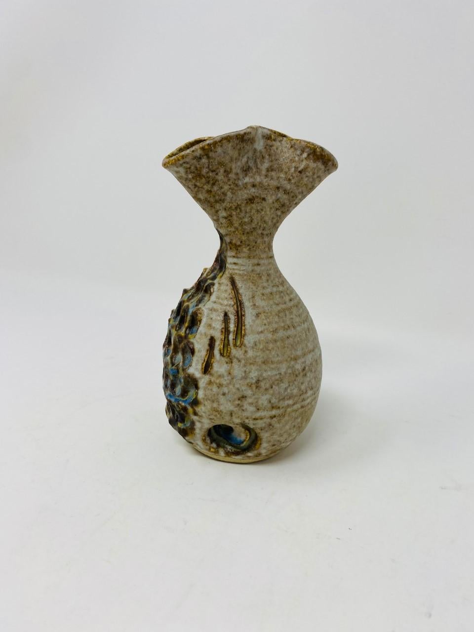 Hand-Crafted Mid Century Ceramic Ikebana Fish Pottery Piece by Dun Caoin For Sale