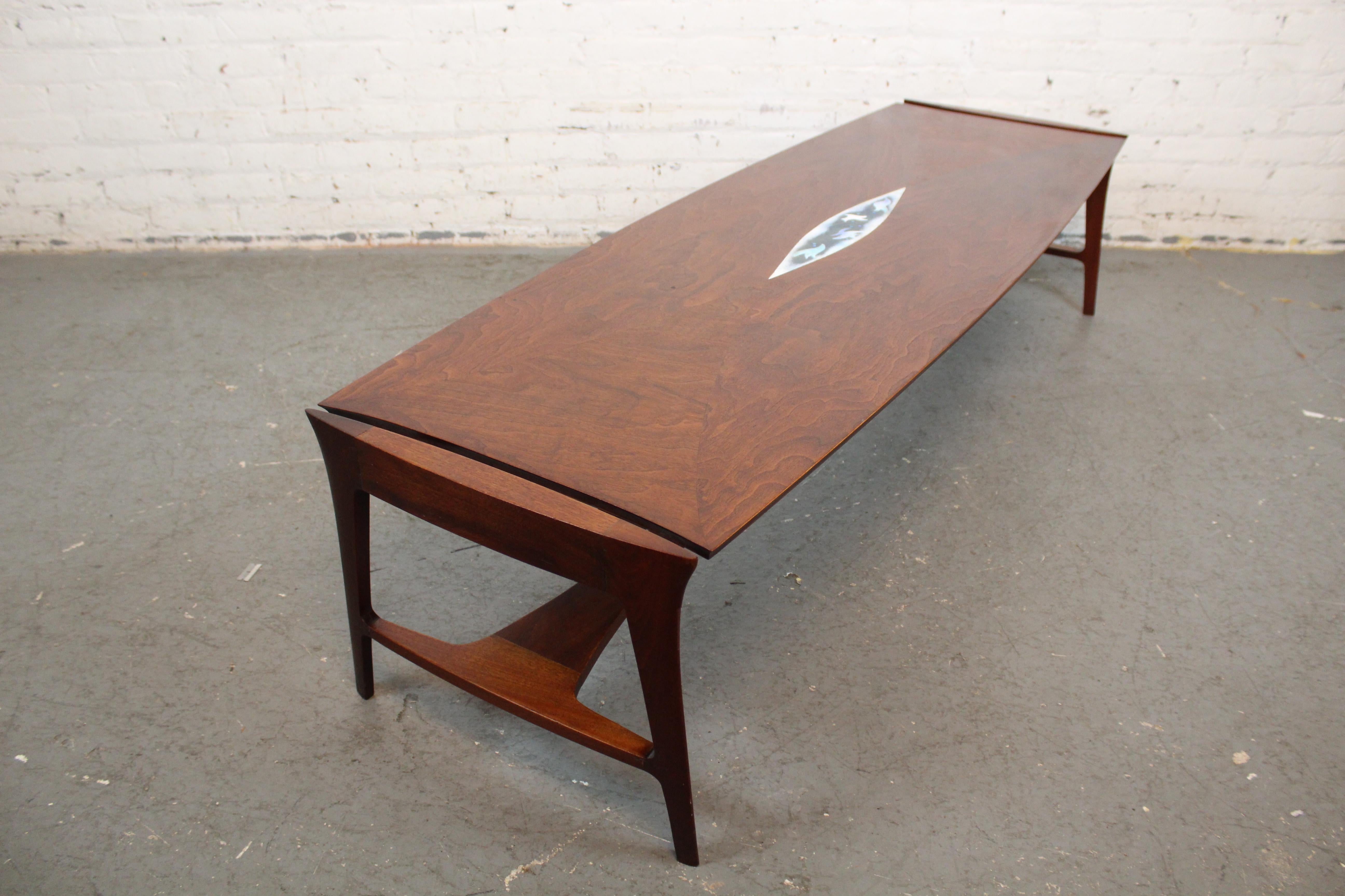 Mid-Century Ceramic Inlaid Coffee Table by John Stuart For Sale 8