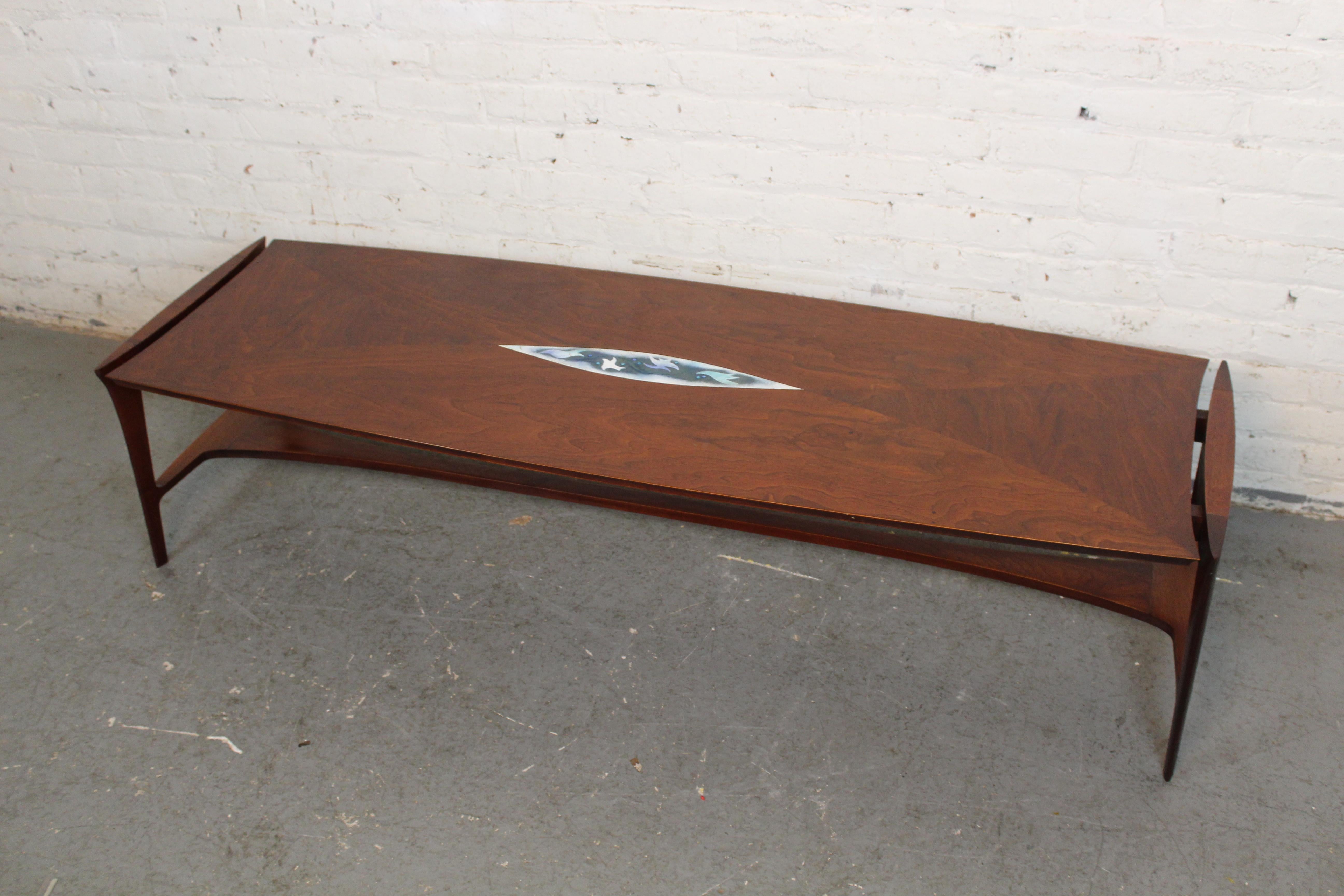 Mid-Century Modern Table basse marquetée du milieu du siècle dernier par John Stuart en vente