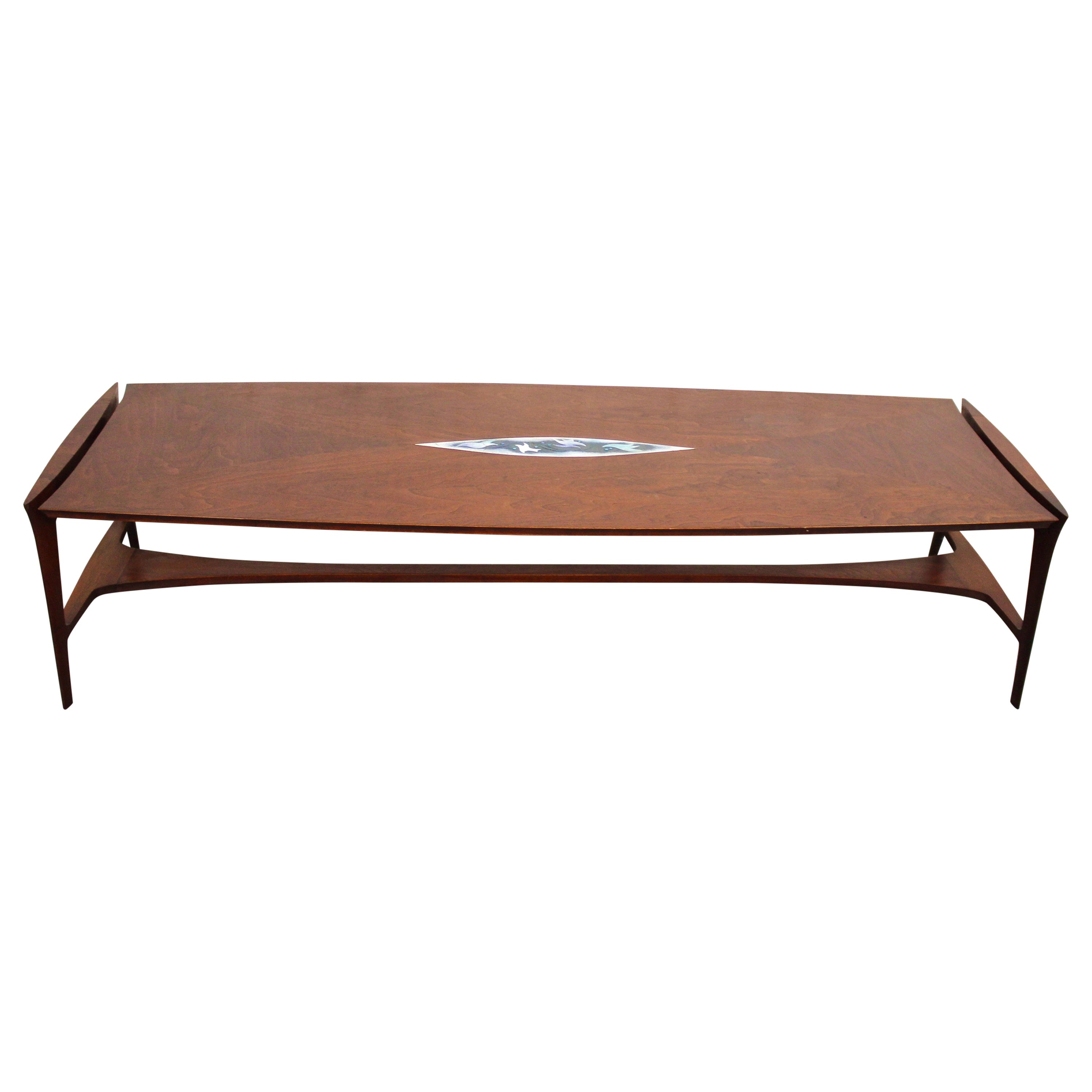 Table basse marquetée du milieu du siècle dernier par John Stuart