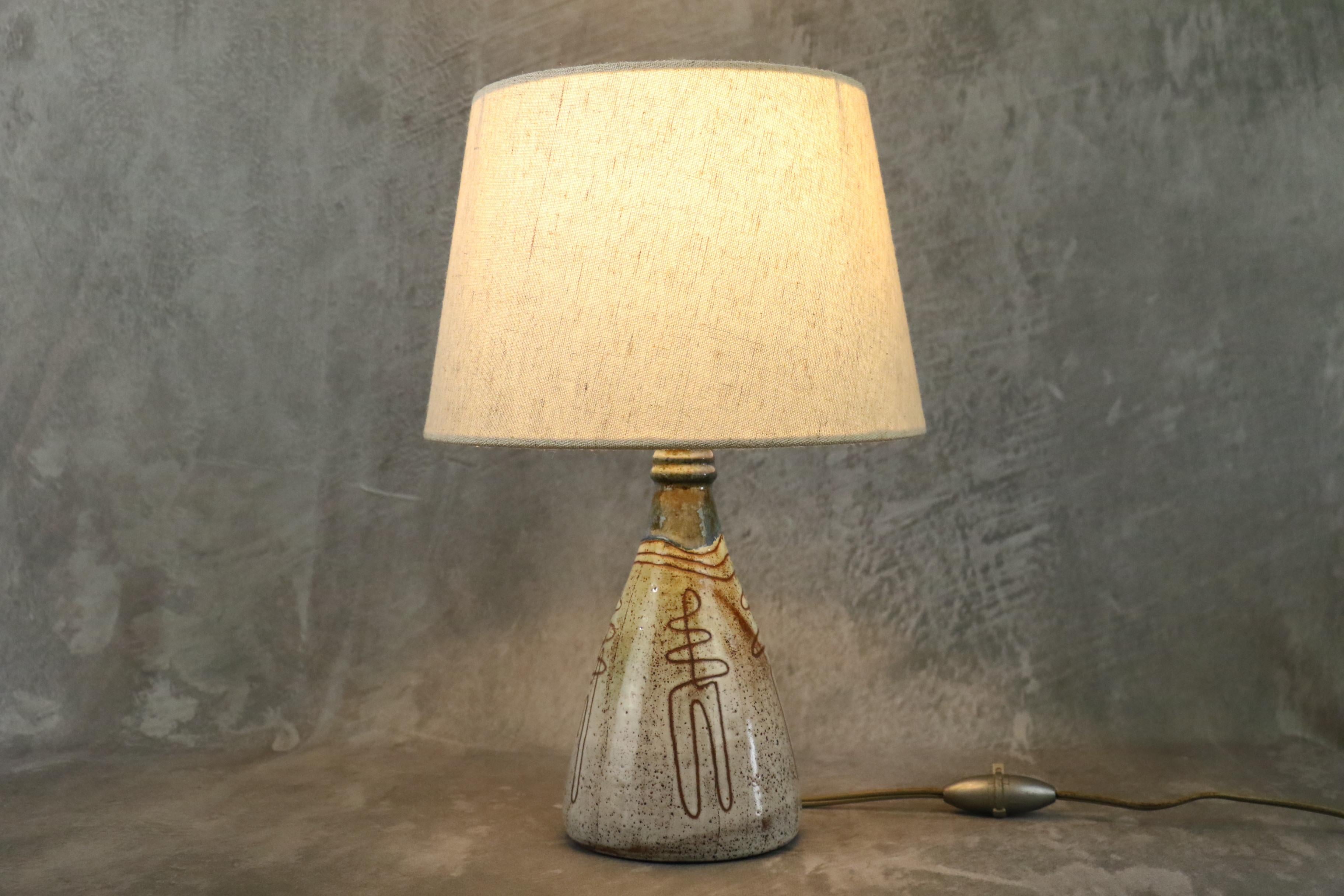 Mid-Century Modern Mid-Century Ceramic Lamp by Jean Rivier, 1950's, Vallauris, France For Sale