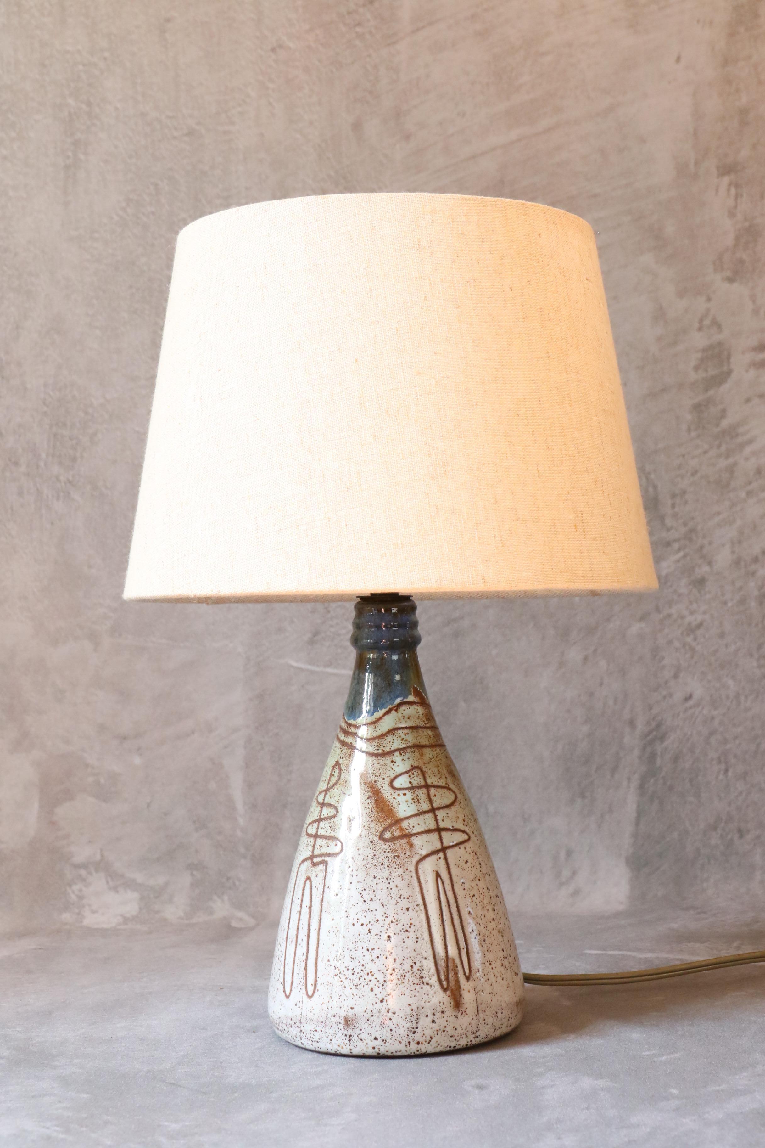 French Mid-Century Ceramic Lamp by Jean Rivier, 1950's, Vallauris, France For Sale