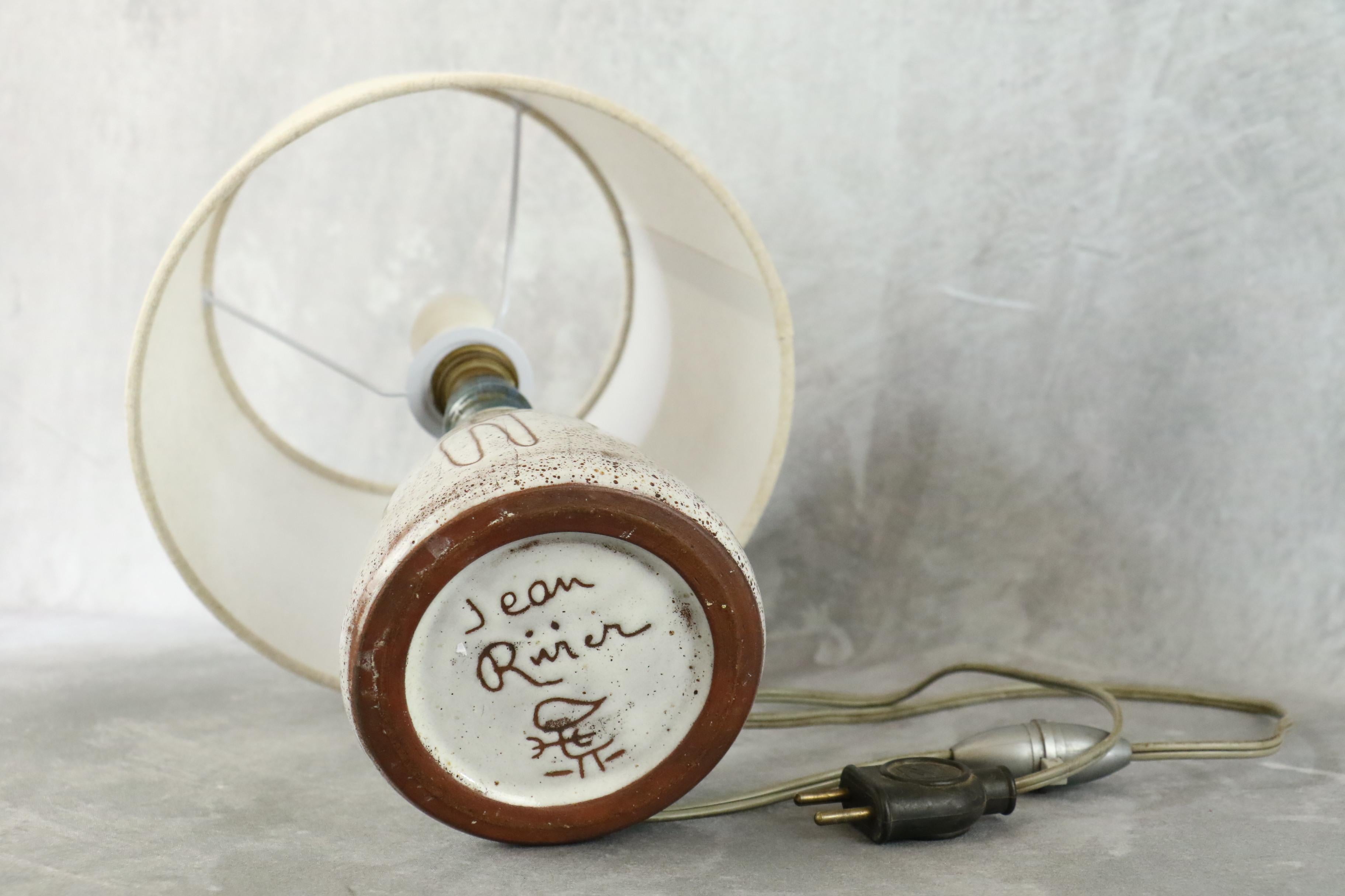 20th Century Mid-Century Ceramic Lamp by Jean Rivier, 1950's, Vallauris, France For Sale