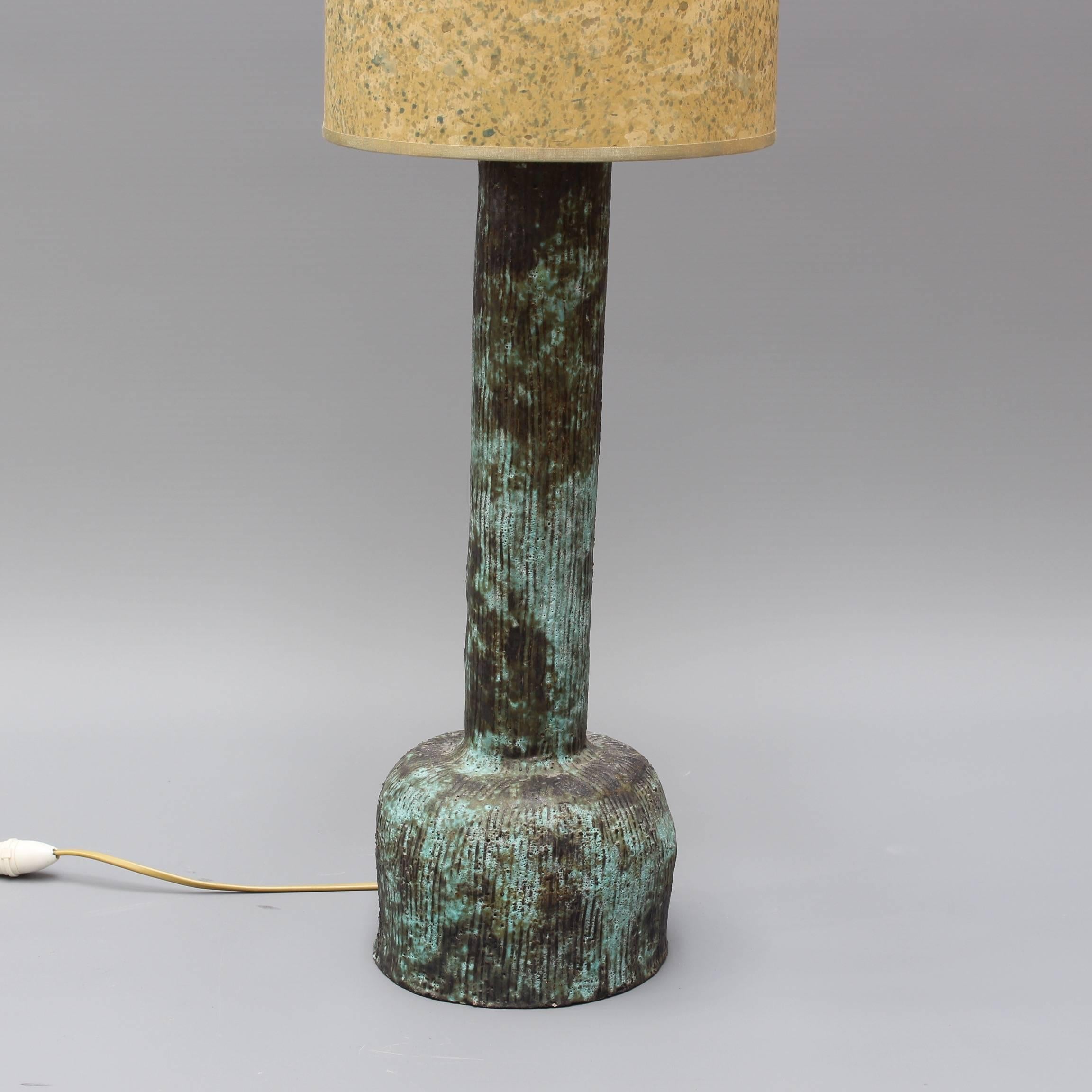 Mid-century Bluish-Green Ceramic Lamp, circa 1960s 3