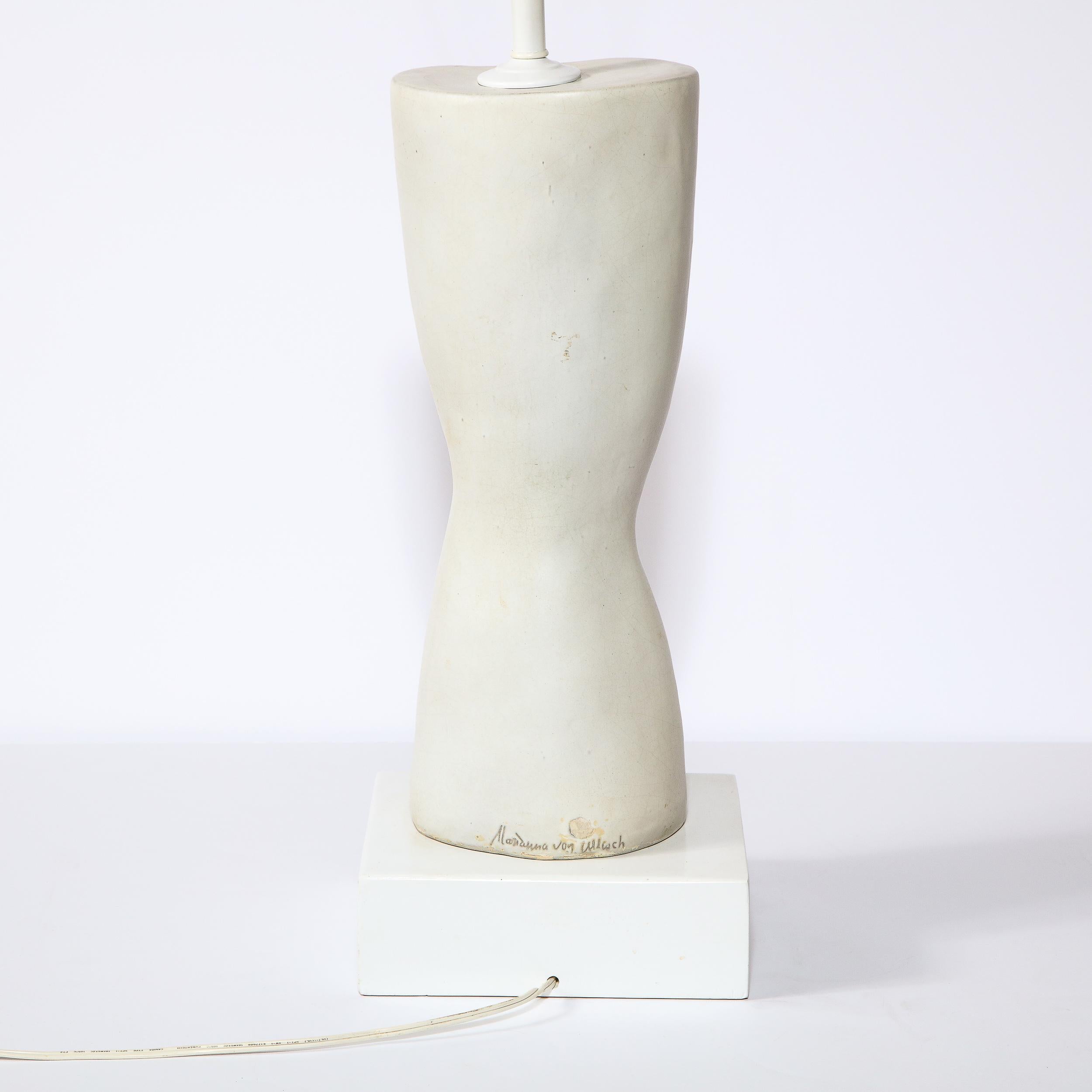 American Mid Century Ceramic Lamp w/ Geometric Designs Signed by Marianna Von Allesch For Sale