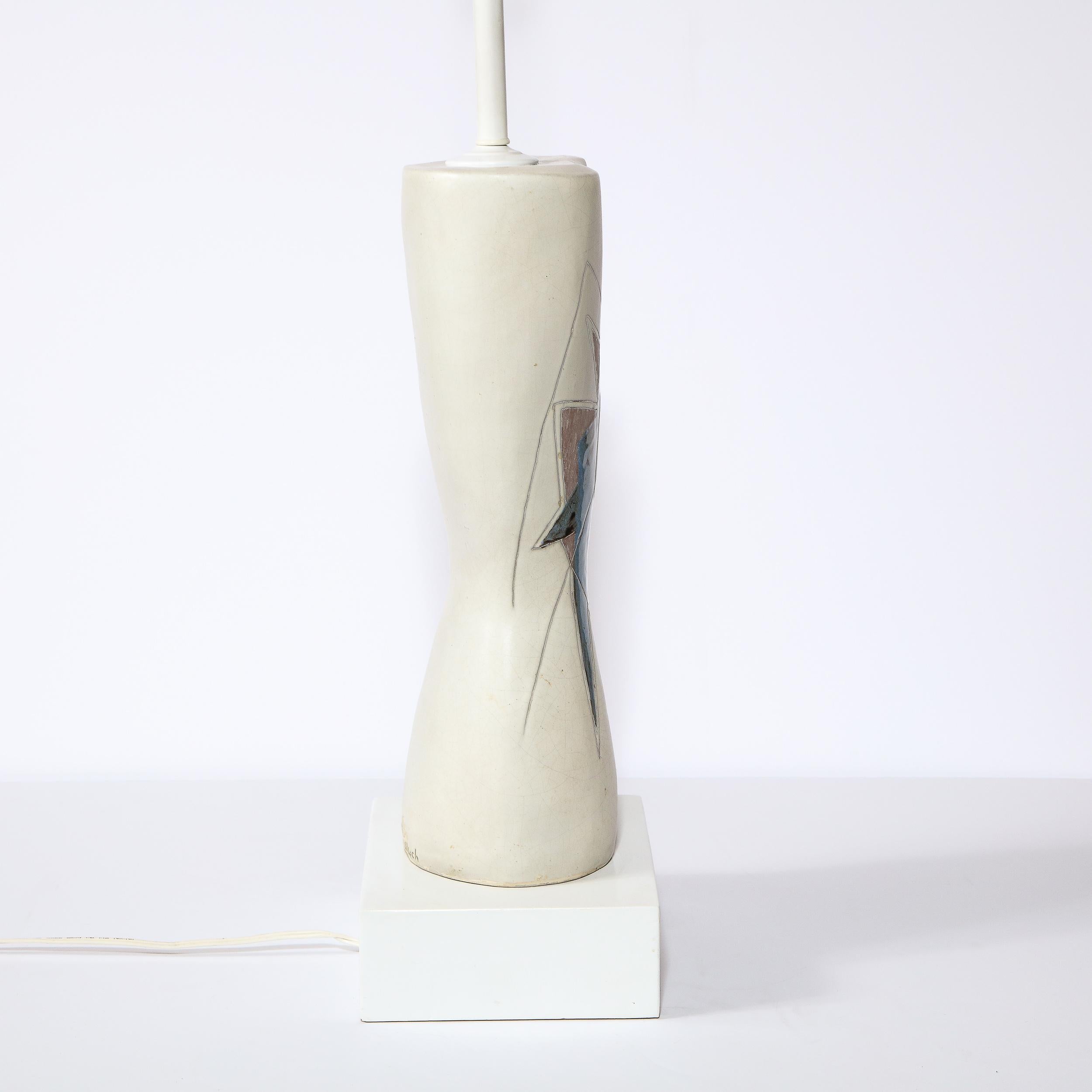 Mid-20th Century Mid Century Ceramic Lamp w/ Geometric Designs Signed by Marianna Von Allesch For Sale