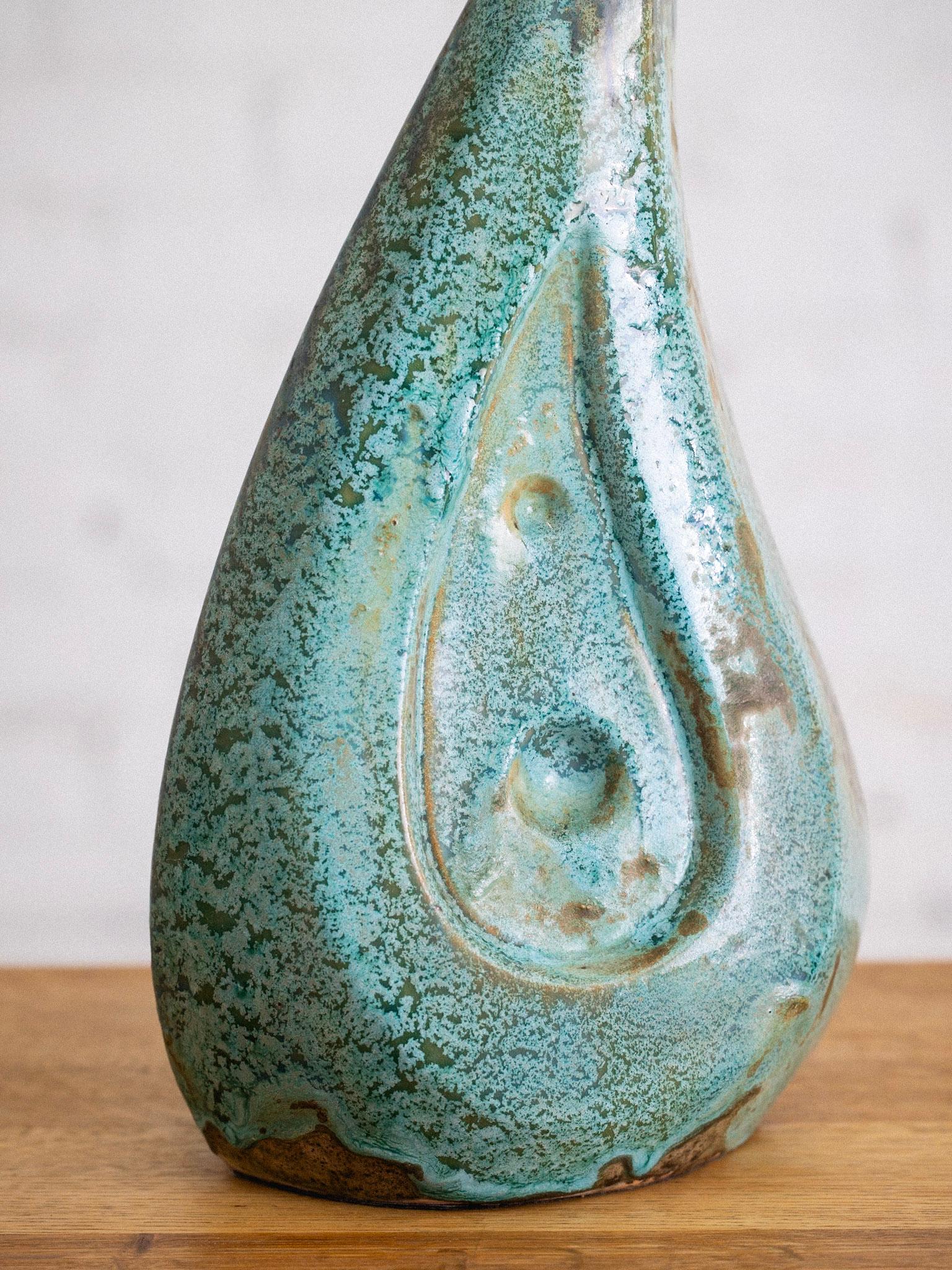 Mid Century Ceramic Lamp With Rattan Shade 5