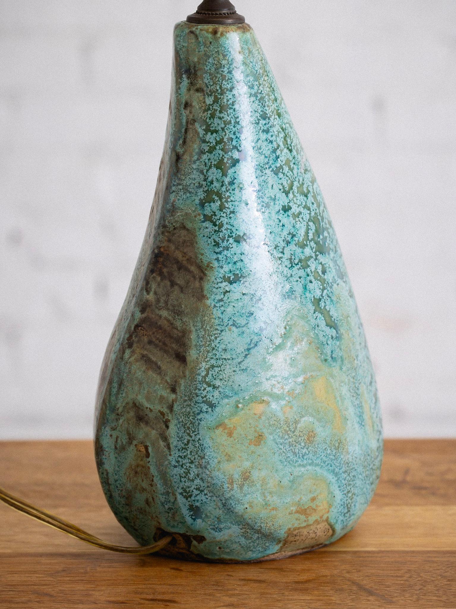 Mid Century Ceramic Lamp With Rattan Shade 7