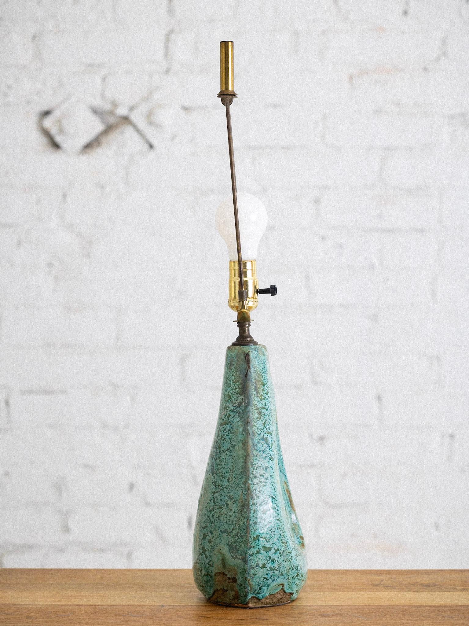 Mid Century Ceramic Lamp With Rattan Shade 3
