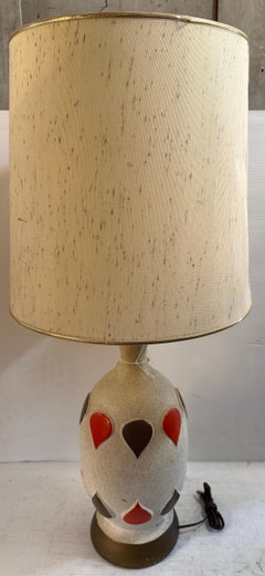 Mid-Century Ceramic Lamp with Red and Black Teardrops