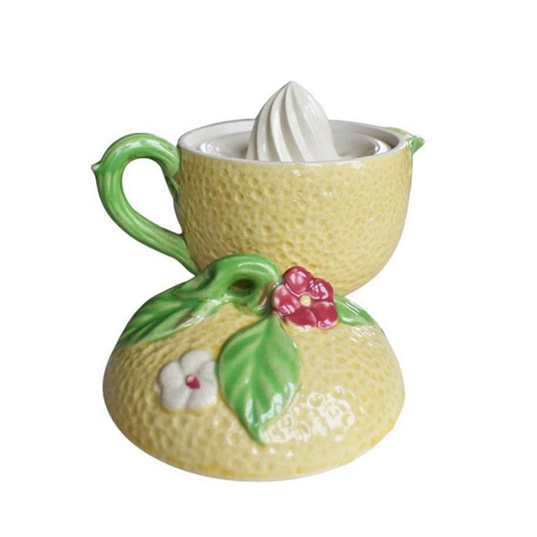 Mid Century Ceramic Lemon Pitcher with Juicer and Lid in Yellow and ...