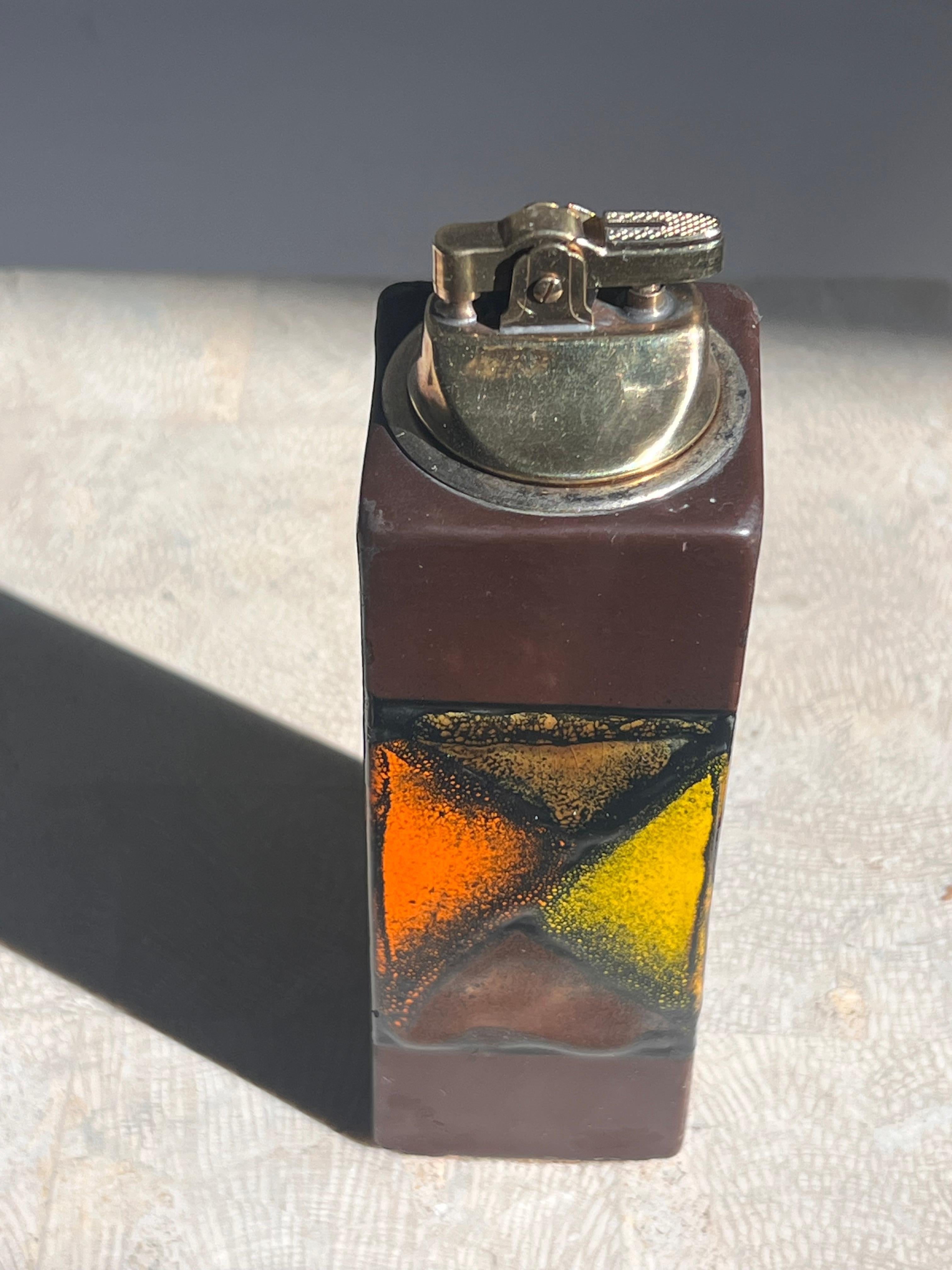 Mid century ceramic lighter by Aldo Londi for Bitossi, 1960s In Good Condition For Sale In View Park, CA