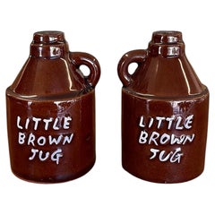 Mid-Century Ceramic "Little Brown Jug" Salt and Pepper Shakers - Japan