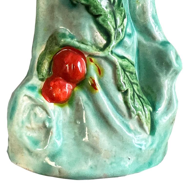 Mid-Century Modern Mid Century Ceramic Majolica Parrot Vase - Japan For Sale