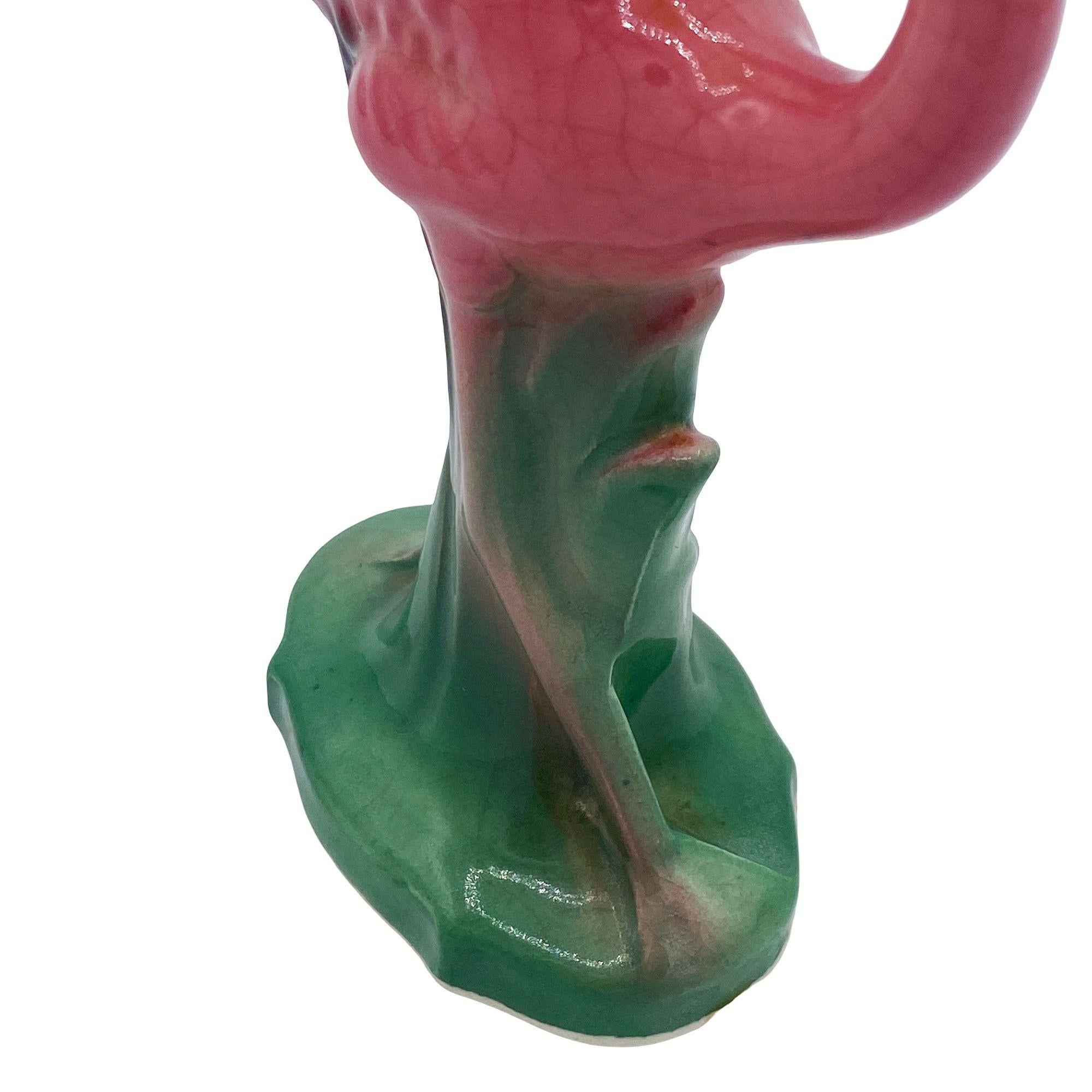 Mid-century Ceramic Mid Flight Pink Flamingo Tabletop Statue Set By Leftons For Sale 7