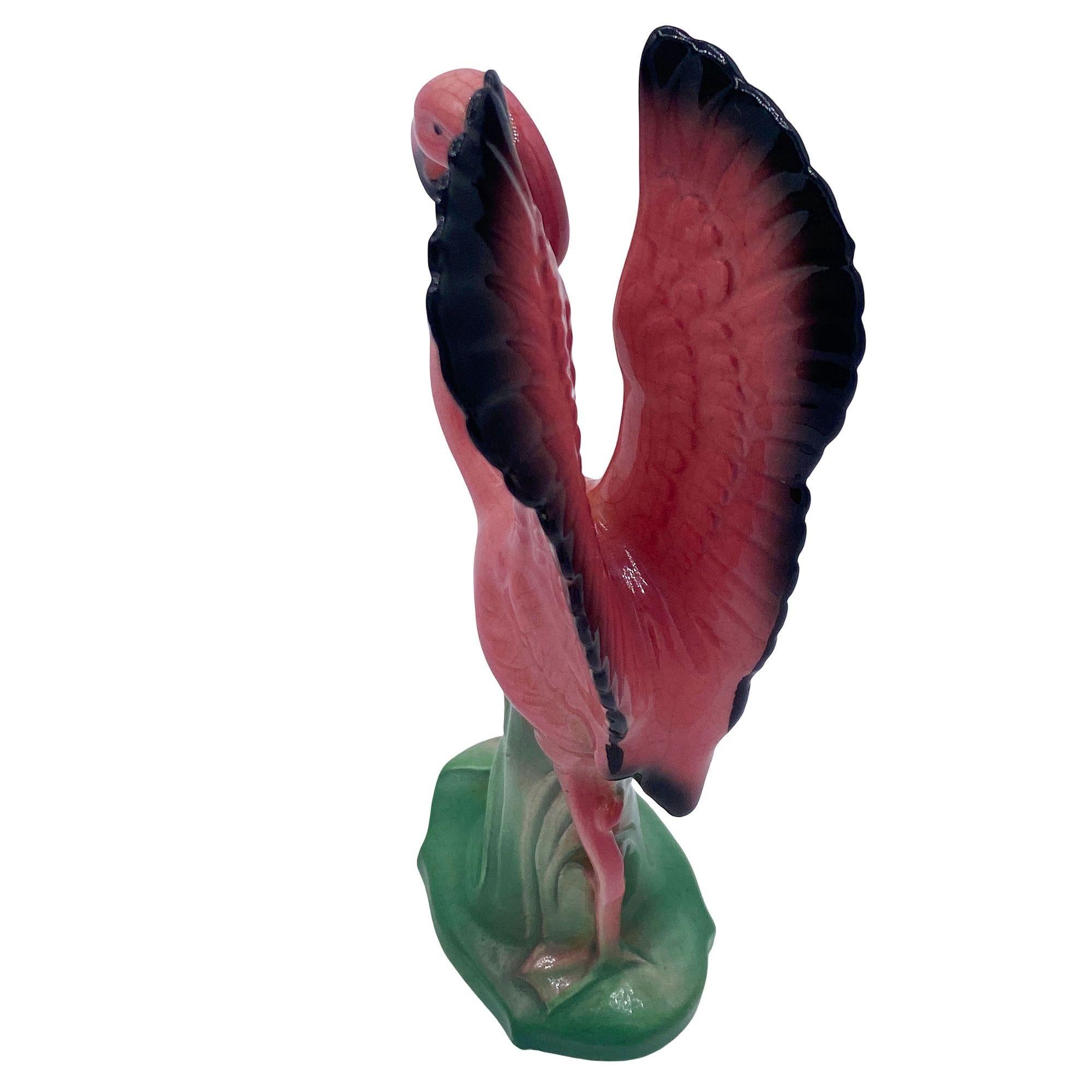 Mid-century Ceramic Mid Flight Pink Flamingo Tabletop Statue Set By Leftons For Sale 8