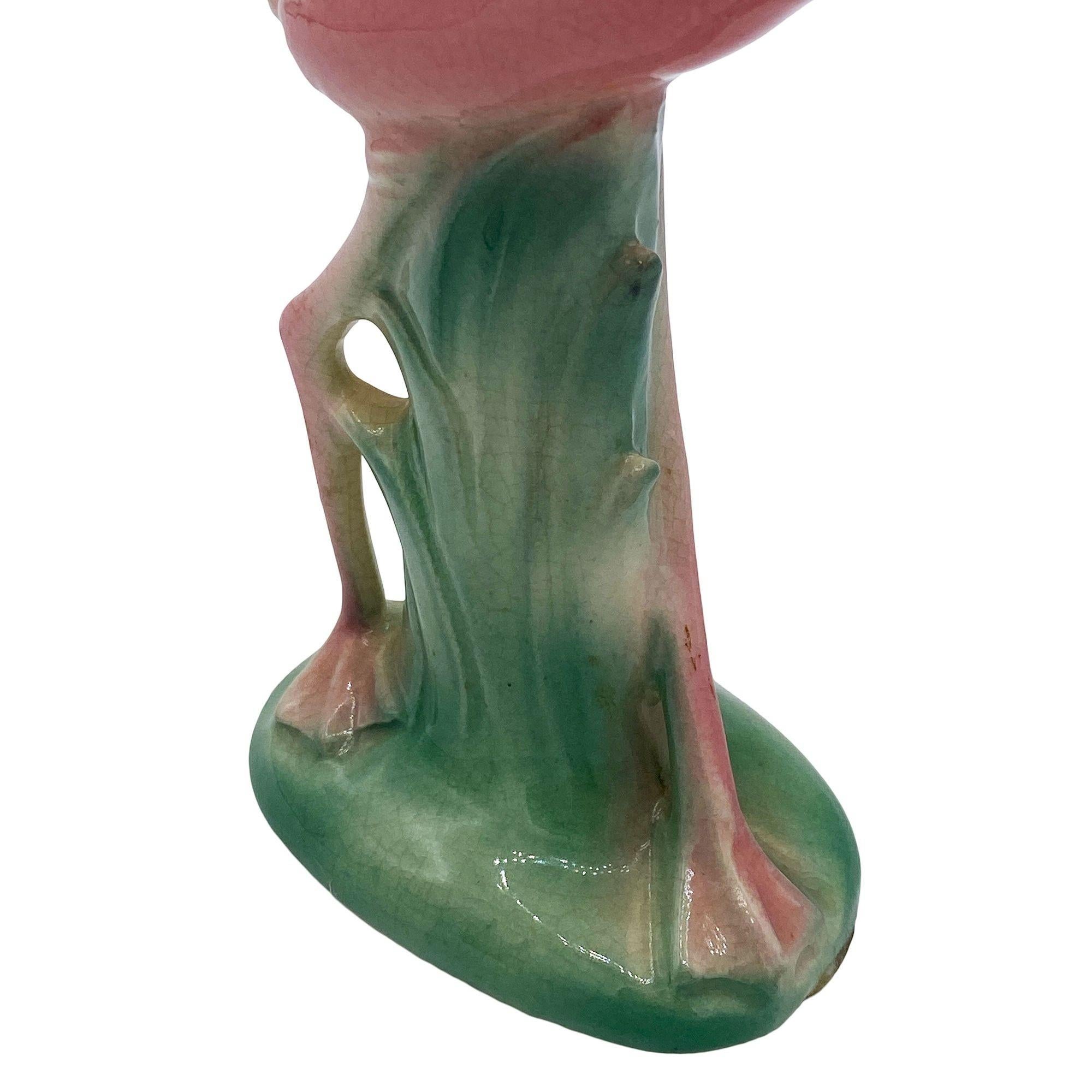 Mid-century Ceramic Mid Flight Pink Flamingo Tabletop Statue Set By Leftons For Sale 2