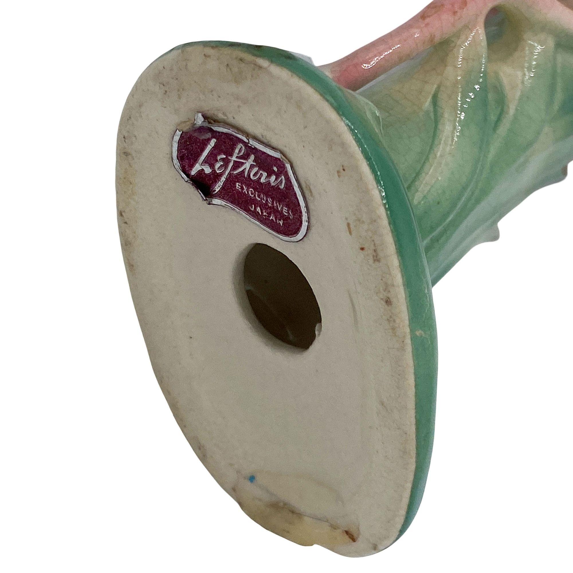 Mid-century Ceramic Mid Flight Pink Flamingo Tabletop Statue Set By Leftons For Sale 3