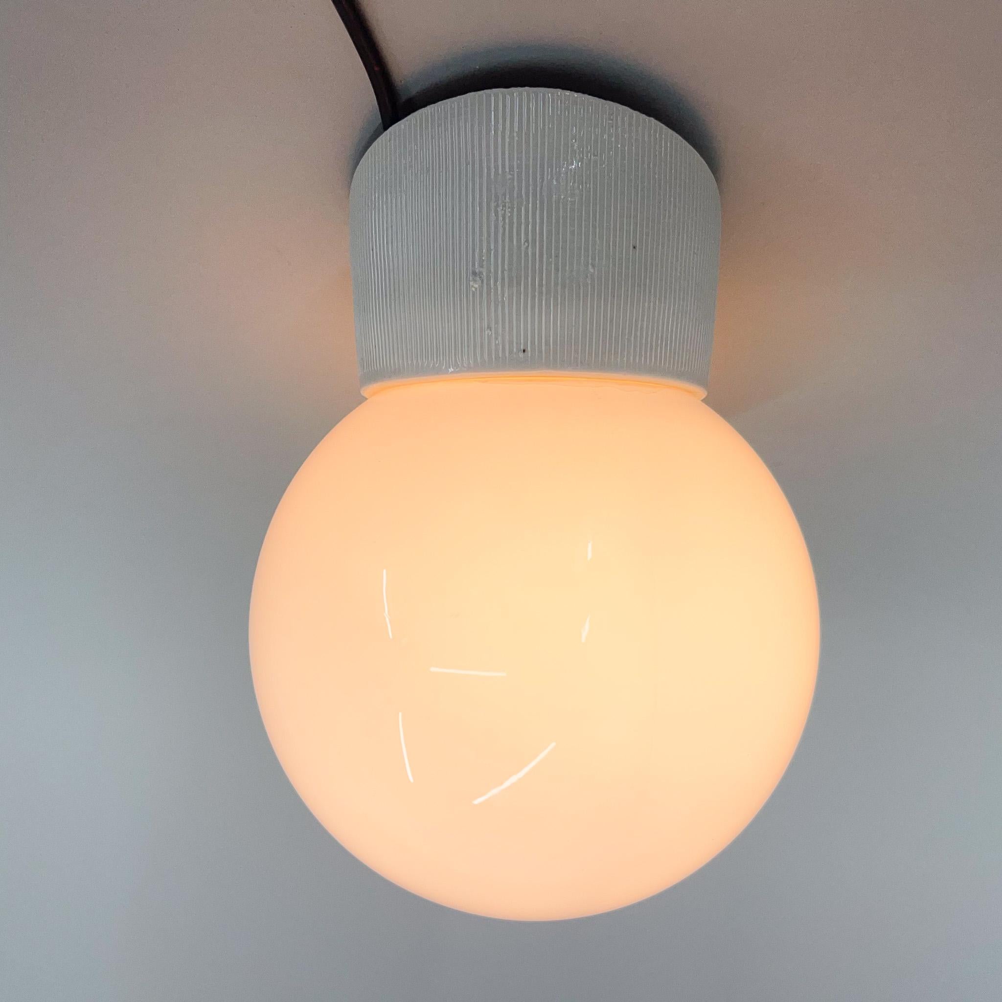 Mid-Century Ceramic & Milk Glass Wall Light In Good Condition For Sale In Praha, CZ