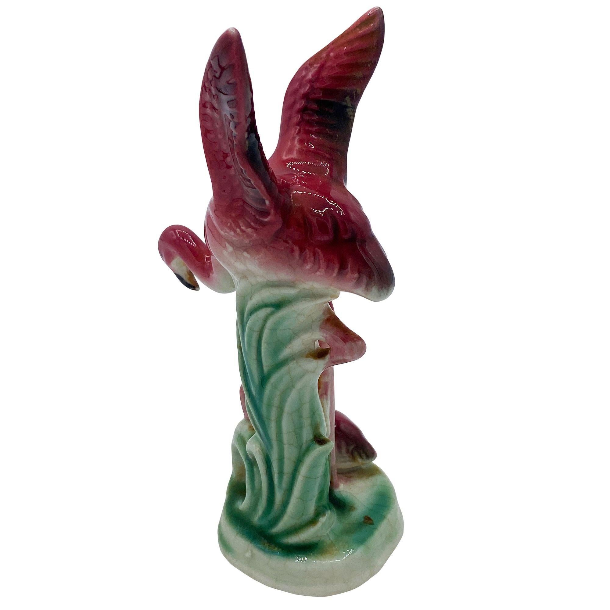 Statue de table de flamant rose miniature en céramique du milieu du siècle par Leftons Excellent état - En vente à Van Nuys, CA