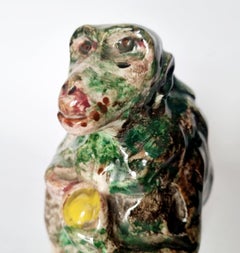 Mid Century Ceramic Monkey Sculpture, Signed, Italy 60s