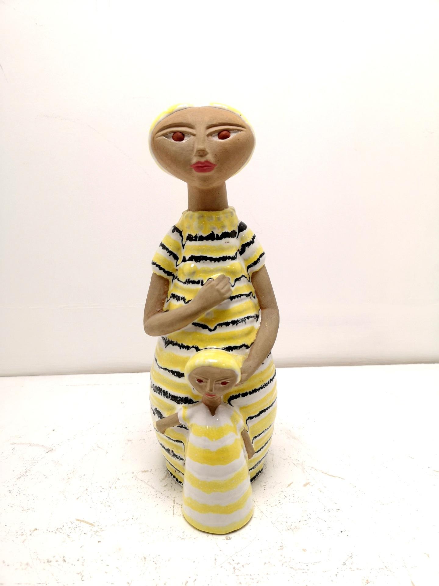 Late 20th Century Mid-Century Ceramic Mother and Daughter Sculpture, 1970s