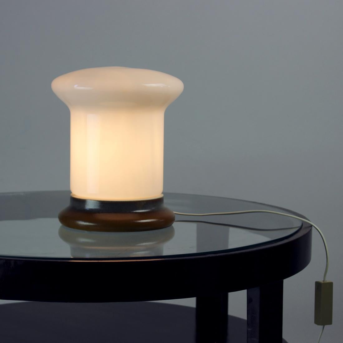Mid Century Ceramic & Opaline Glass Table Lamp By Opp Jihlava, Czechoslovakia For Sale 2
