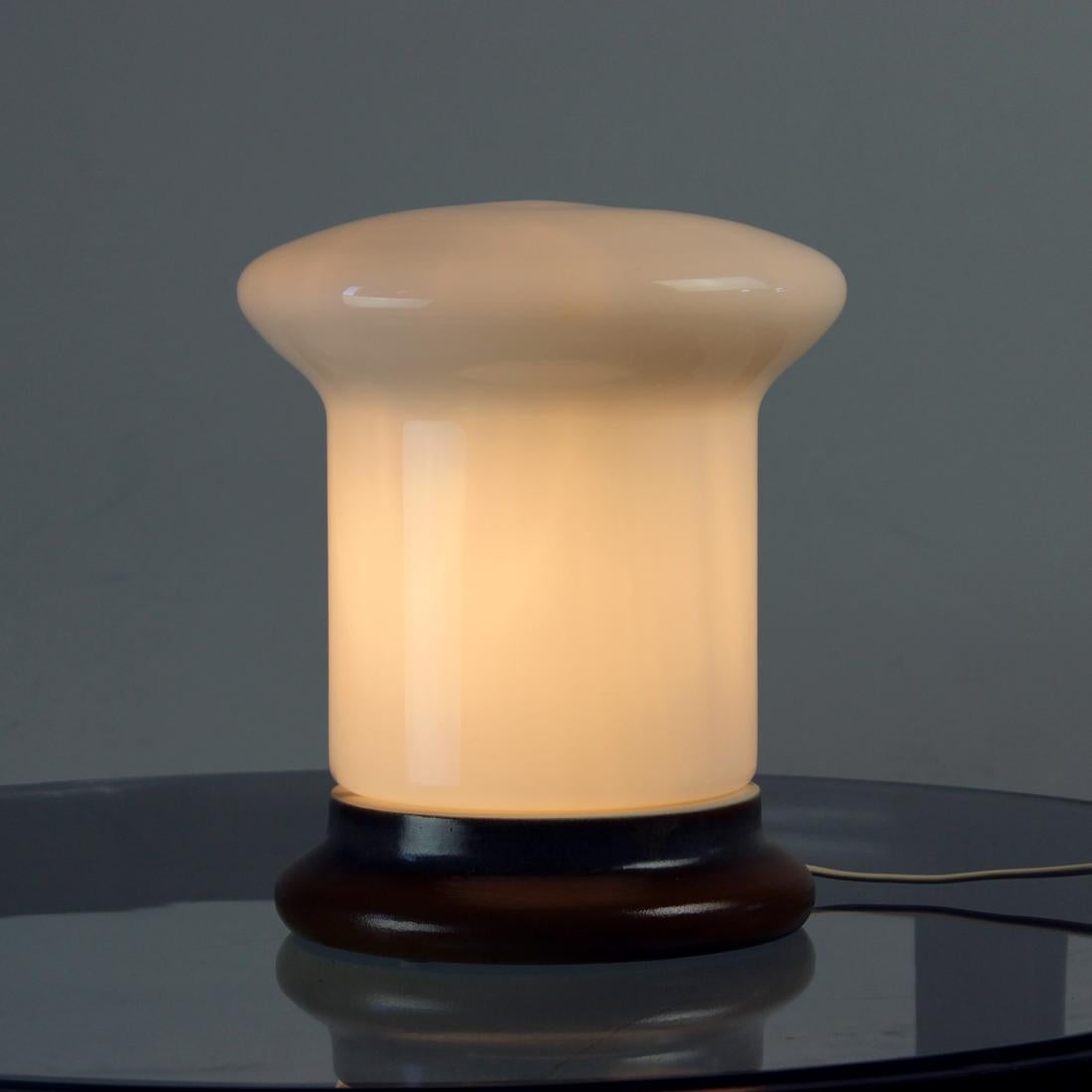 Mid Century Ceramic & Opaline Glass Table Lamp By Opp Jihlava, Czechoslovakia For Sale 3