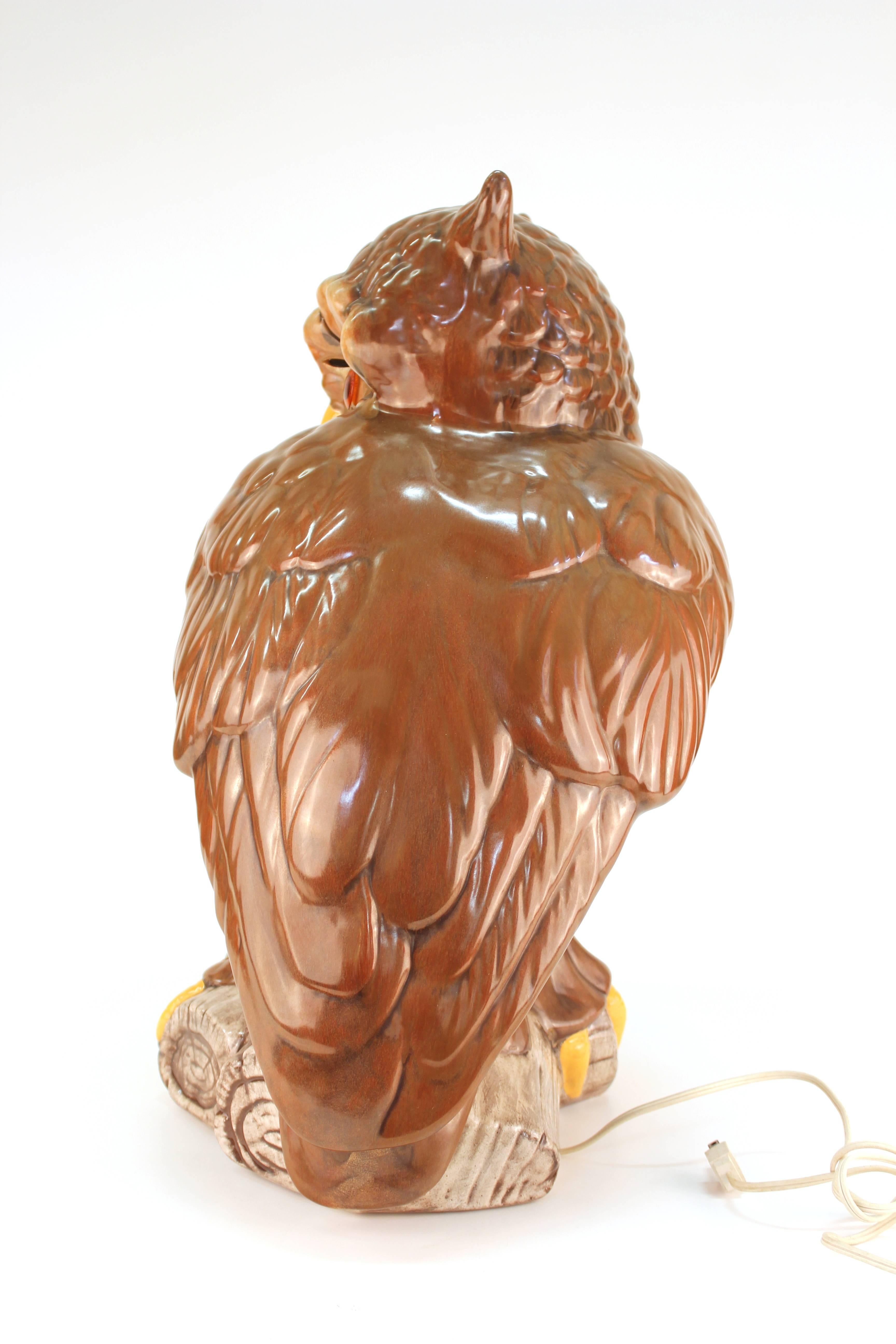 Mid-Century Modern Midcentury Ceramic Owl Table Lamp