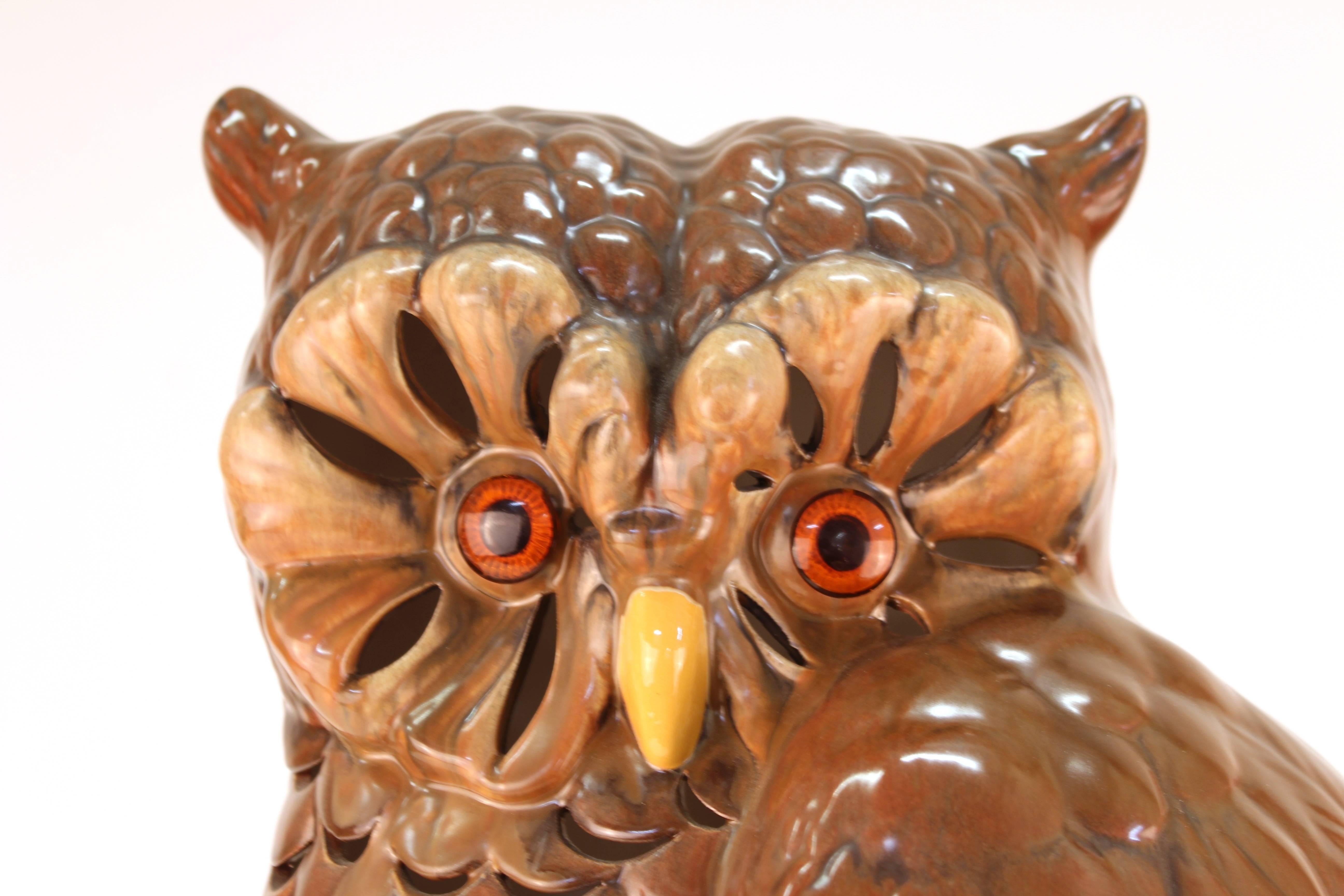American Midcentury Ceramic Owl Table Lamp