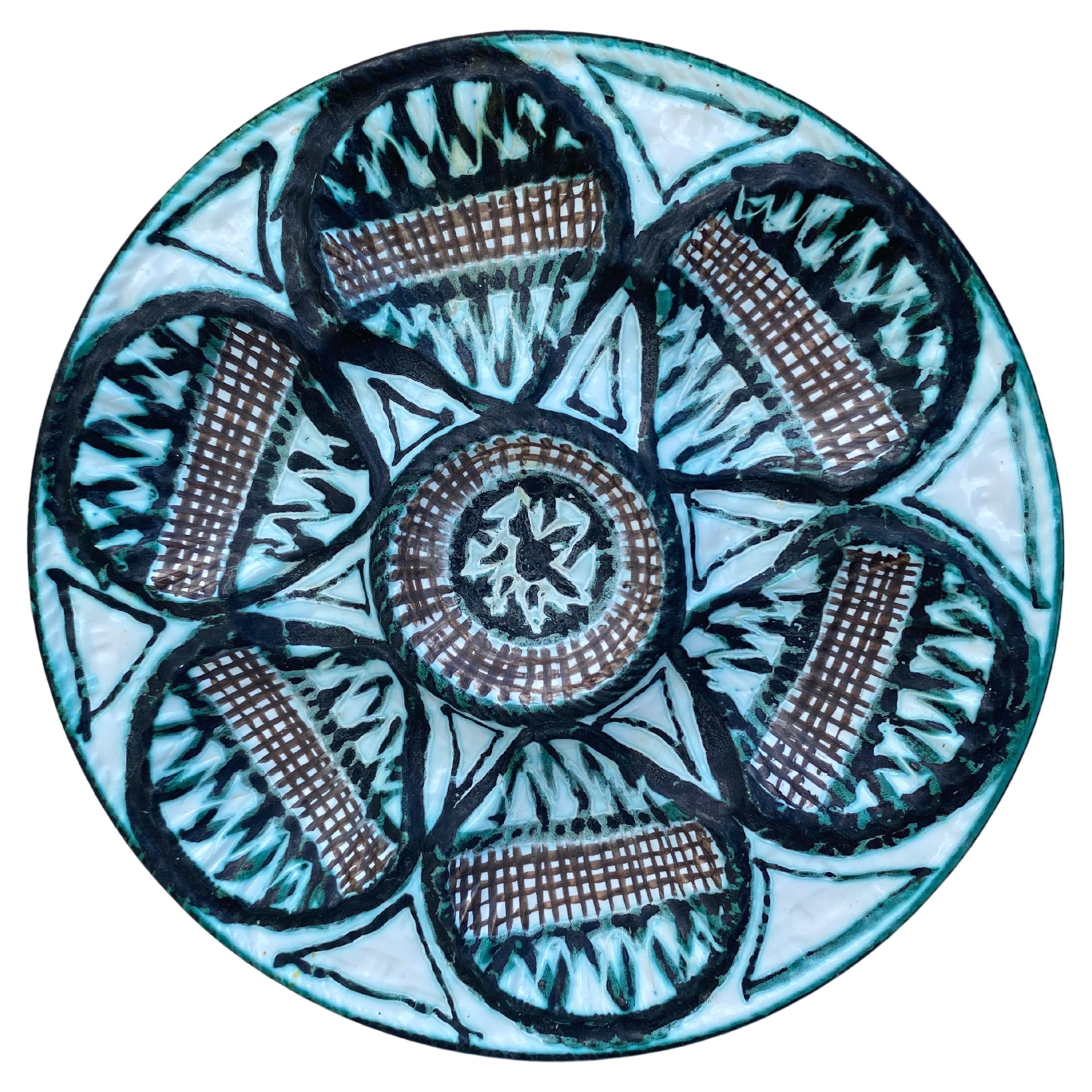Mid-Century Ceramic Oyster Plate Robert Picault Vallauris