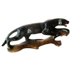 Midcentury Ceramic Panther, Gray Color