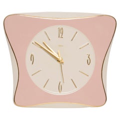 Vintage Mid Century Ceramic Pink Wall Clock, Mehne, Germany, 1960s