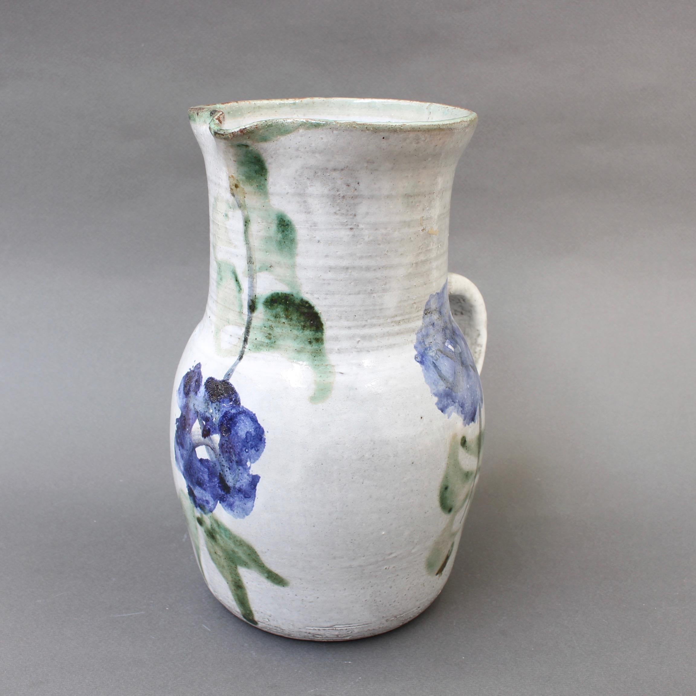 Hand-Painted Midcentury Ceramic Pitcher by Albert Thiry, circa 1960s