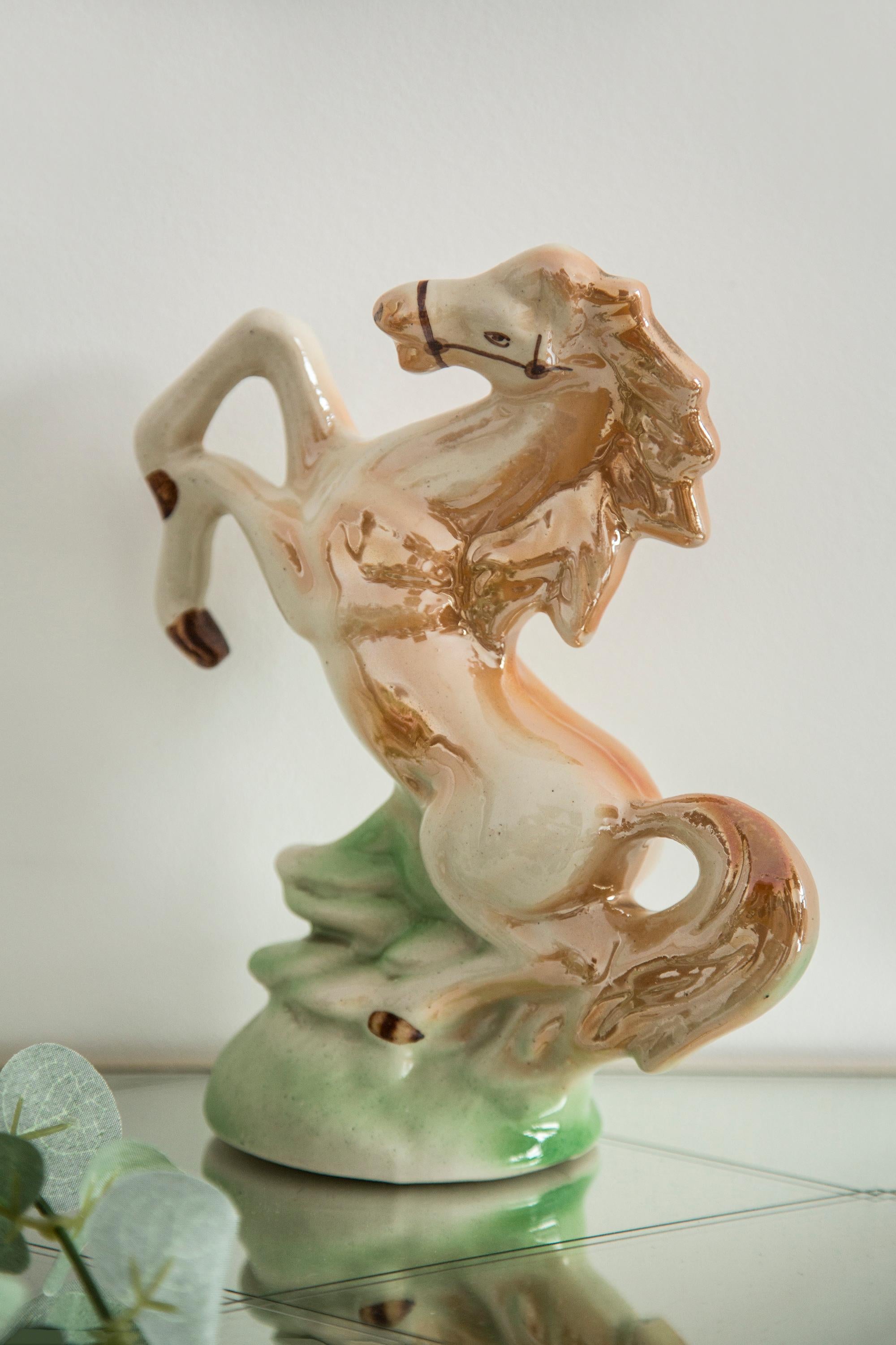 Mid-Century Modern Midcentury Ceramic Porcelain Decorative Horse Sculpture, Europe, 1960s For Sale