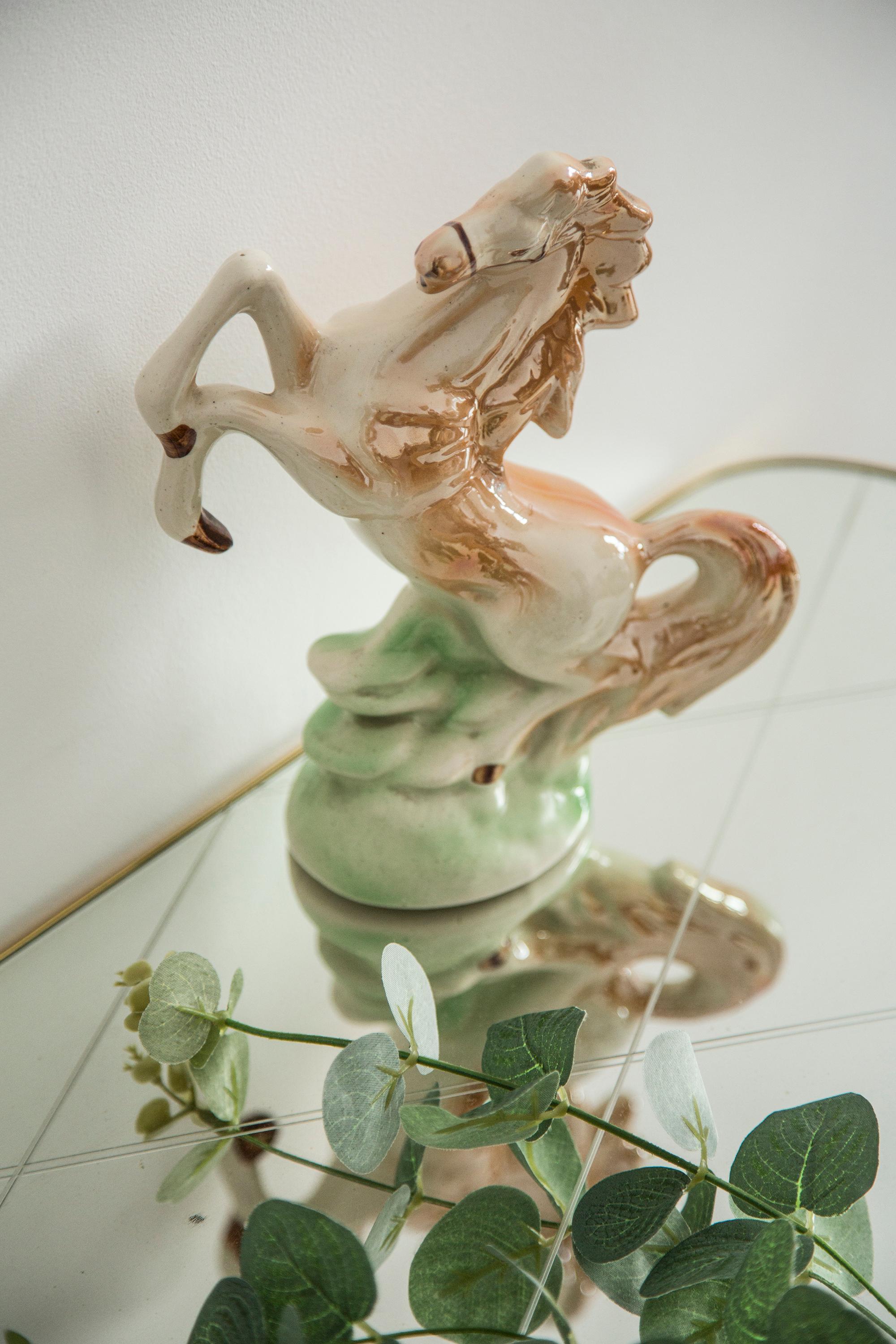 English Midcentury Ceramic Porcelain Decorative Horse Sculpture, Europe, 1960s For Sale