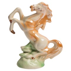 Antique Midcentury Ceramic Porcelain Decorative Horse Sculpture, Europe, 1960s