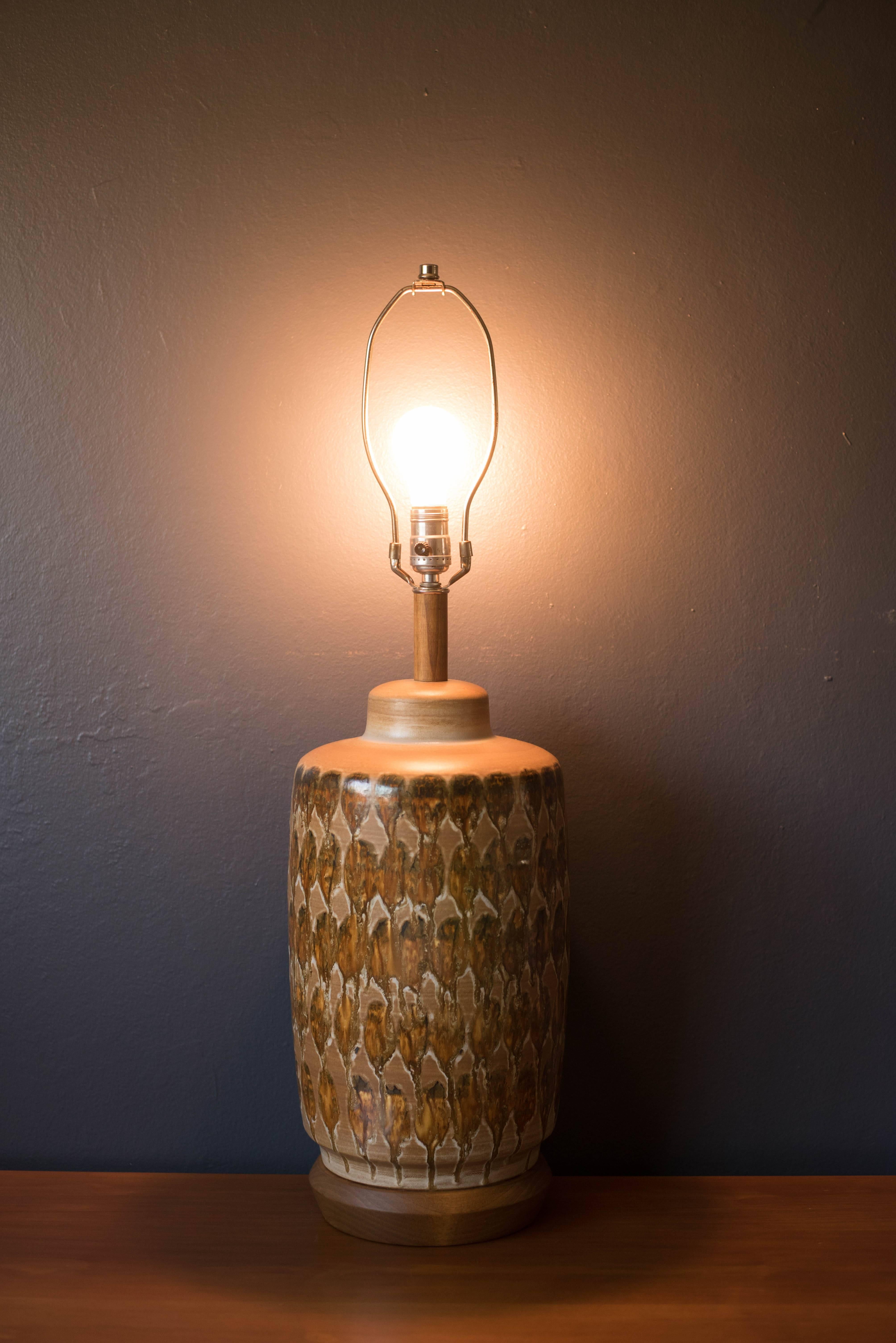 Mid-20th Century Mid Century Ceramic Pottery Glazed Lamp