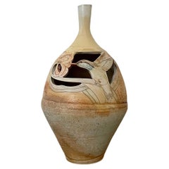 Vaso colibrì in ceramica di metà secolo