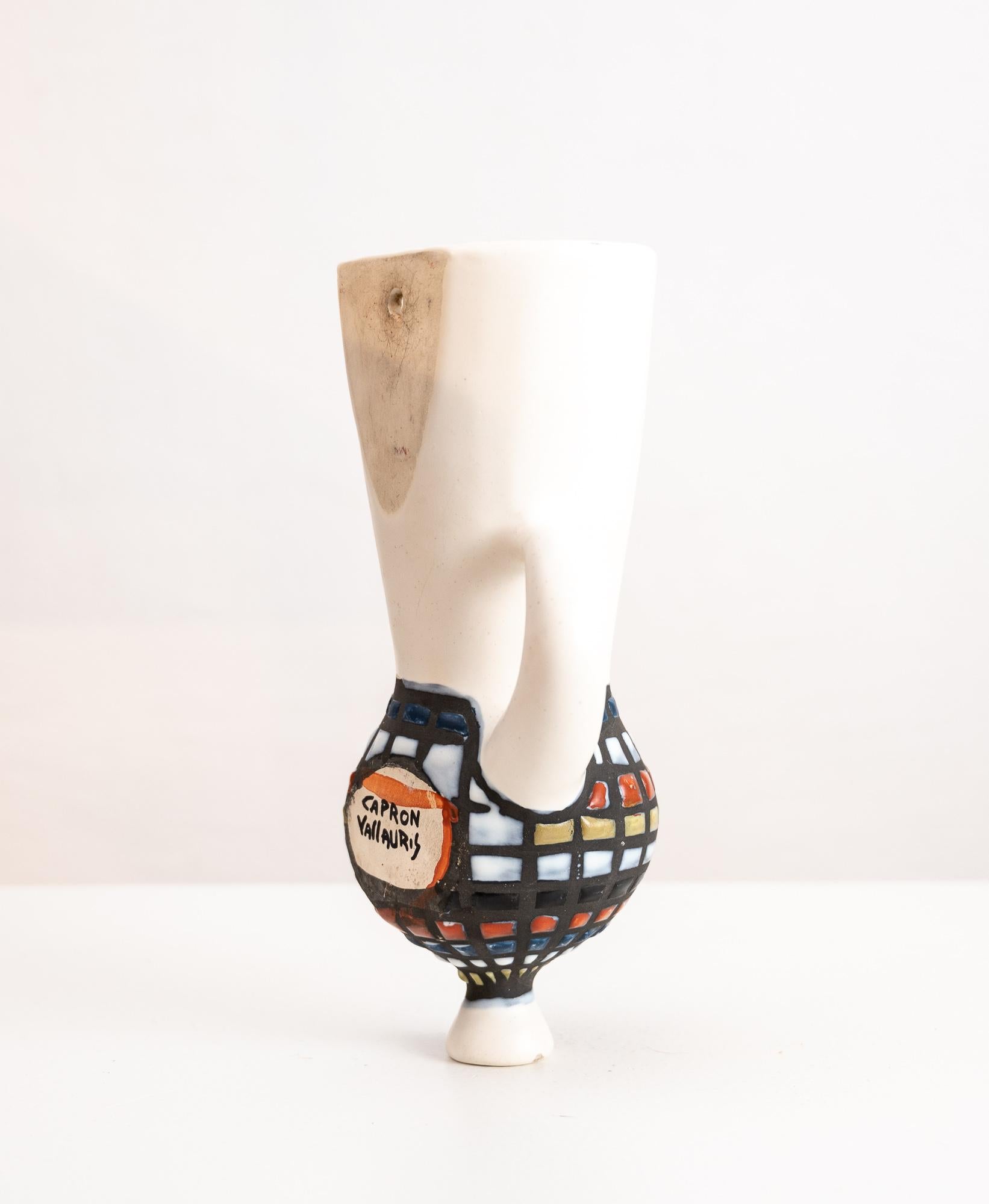 Mid Century Ceramic Roger Capron “Vase Murale” Wall Pocket For Sale 8