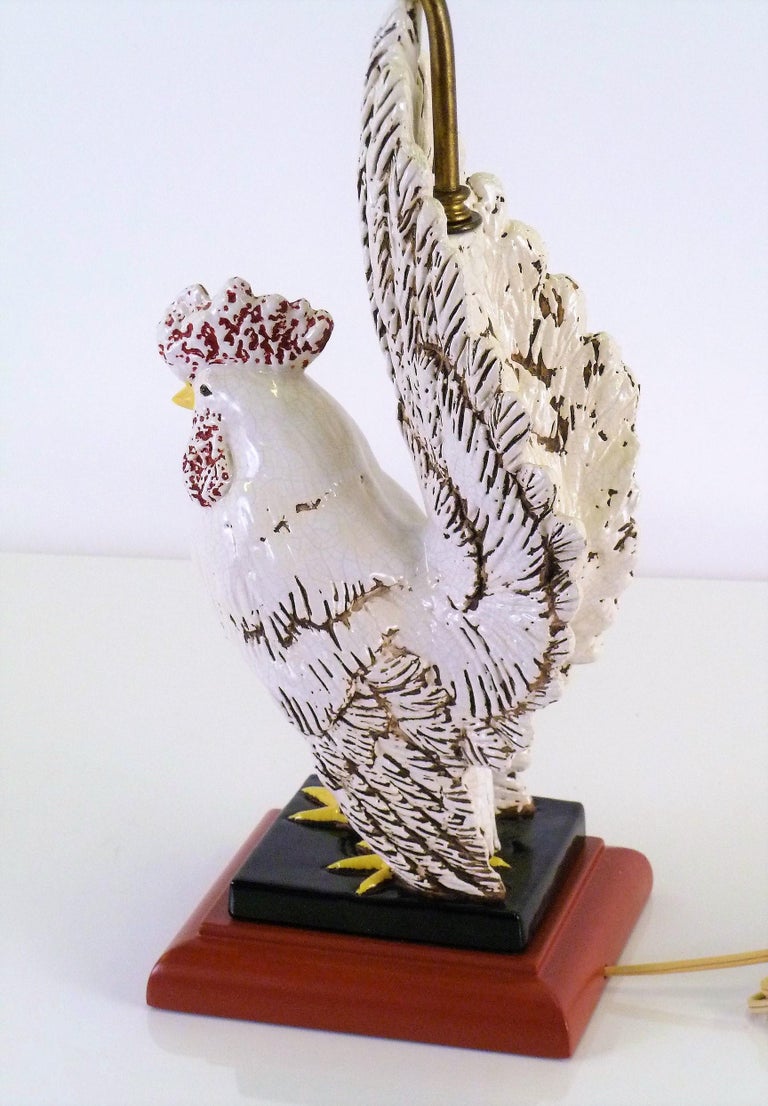 Midcentury Ceramic Rooster Table Lamp USA, 1940s For Sale at 1stdibs