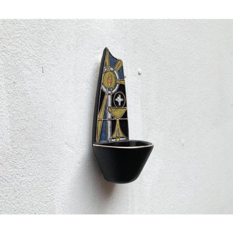 Mid-Century Ceramic Sakral Holy Water Wall Stoup Aspersory, 1960s For Sale 5