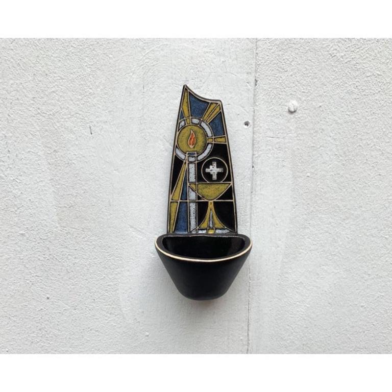 Mid-Century Ceramic Sakral Holy Water Wall Stoup Aspersory, 1960s In Excellent Condition For Sale In Hamburg, DE