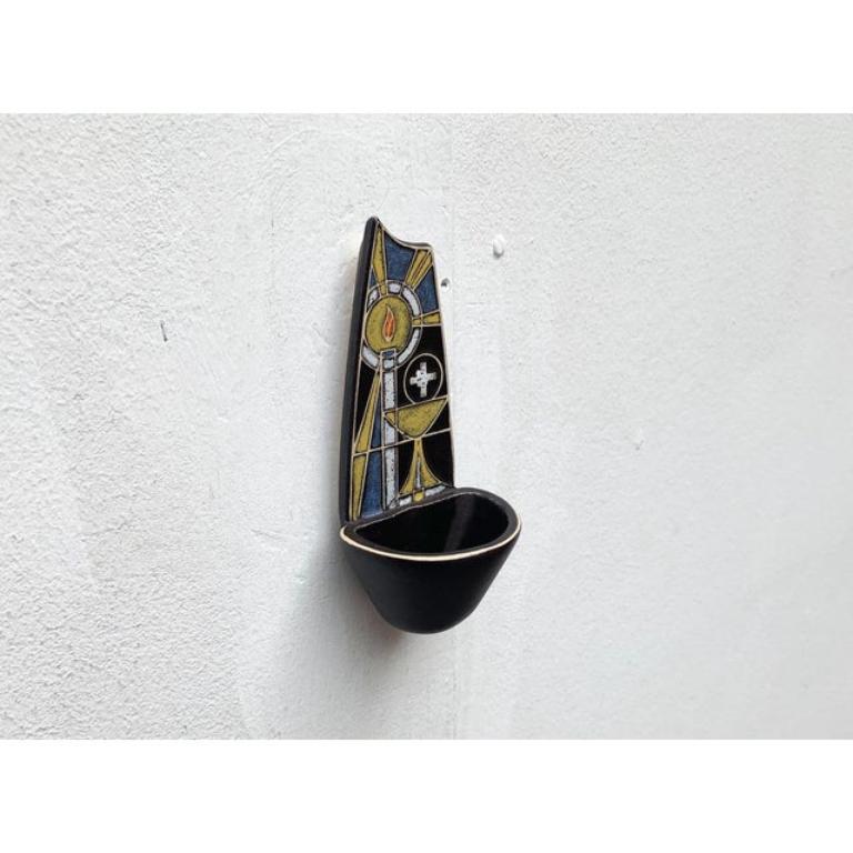 Mid-Century Ceramic Sakral Holy Water Wall Stoup Aspersory, 1960s For Sale 4