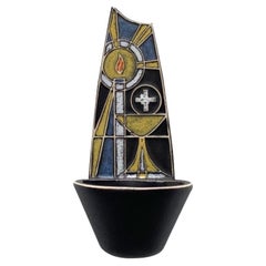 Aspersoire murale du milieu du siècle dernier en céramique Sakral Holy Water, années 1960