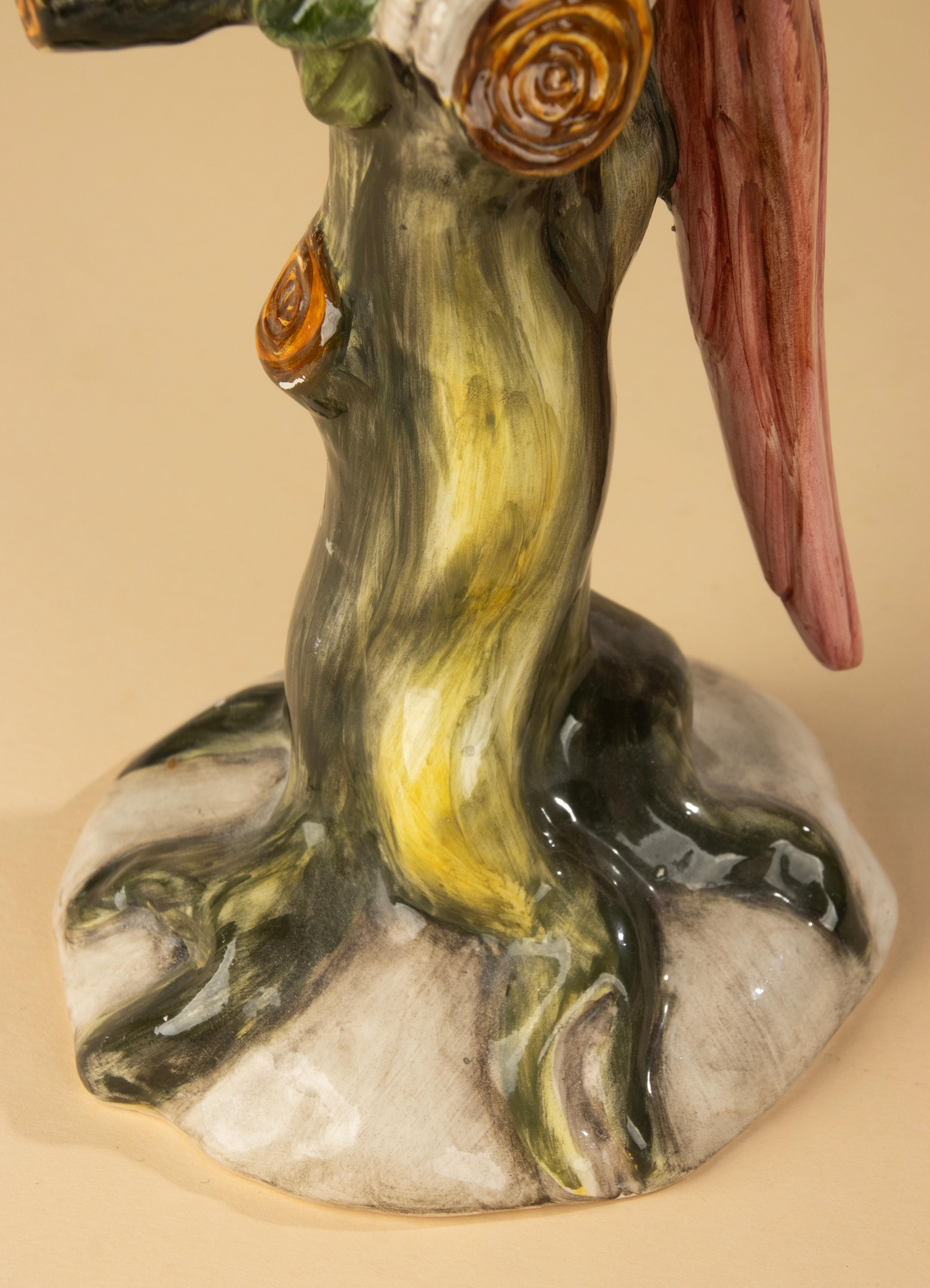 Scultura in ceramica di metà secolo raffigurante un pappagallo - Ronzan Made in Italy in vendita 9