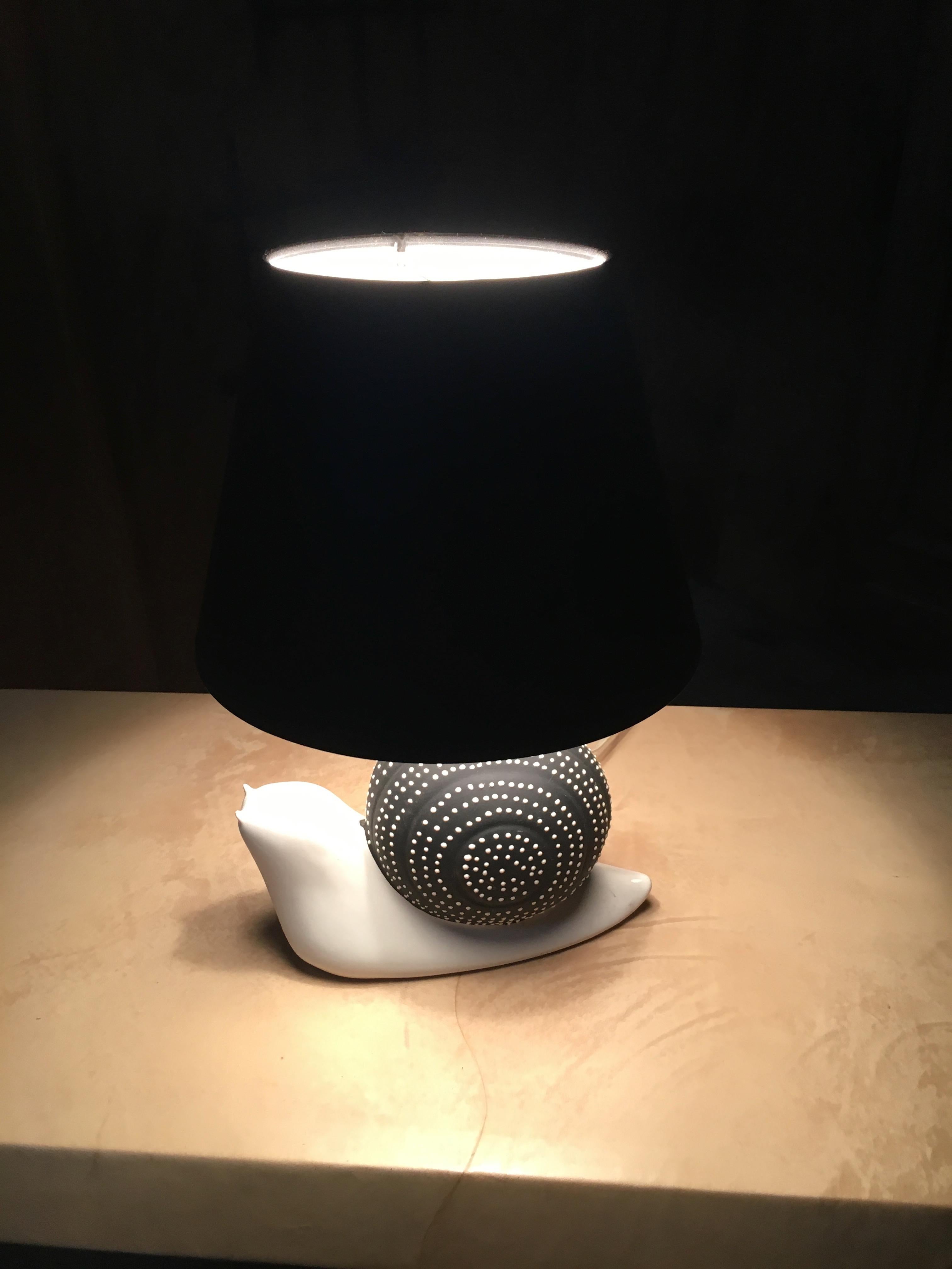 Midcentury Ceramic Snail Lamp In Good Condition In Denton, TX