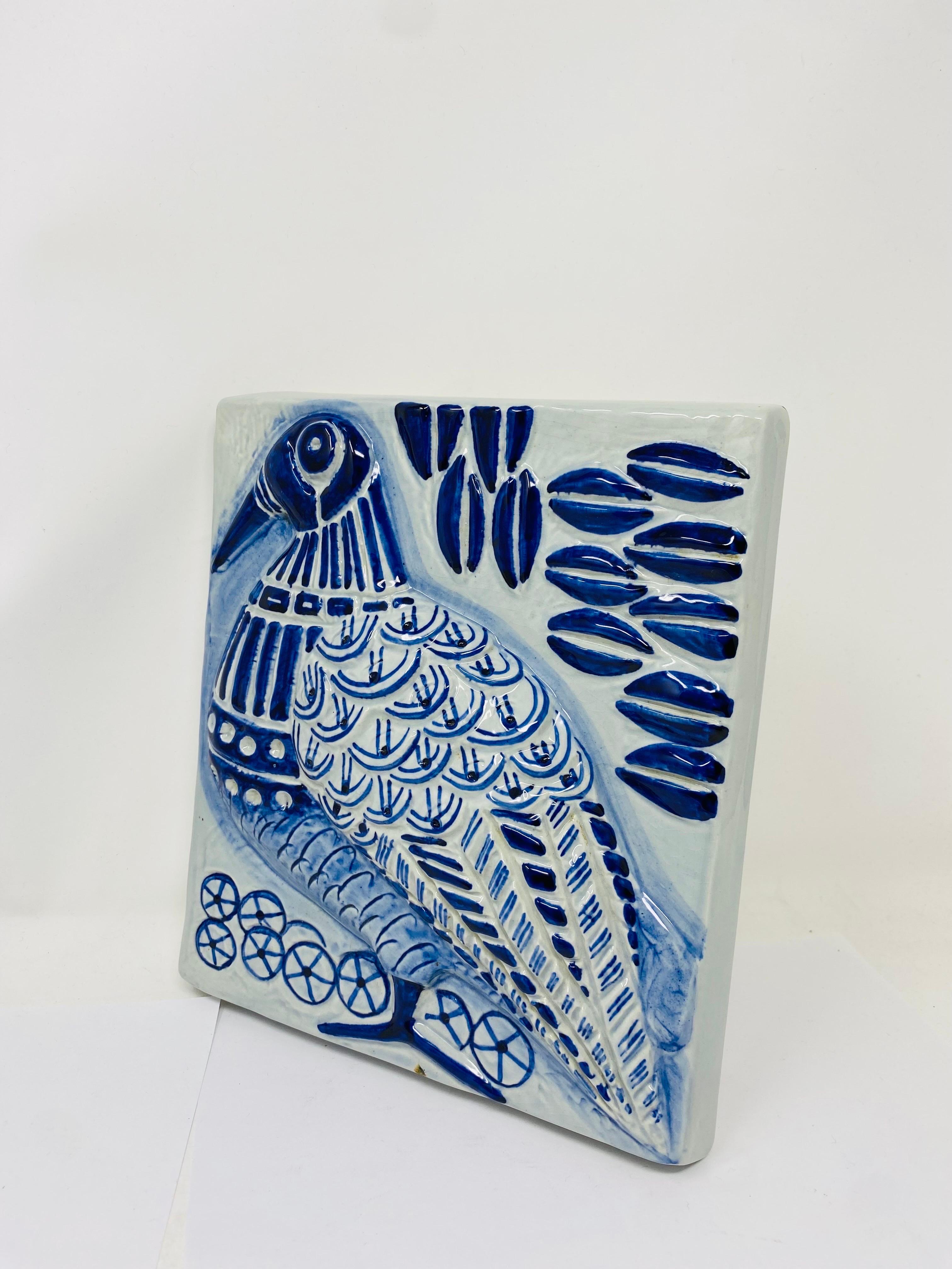 Mid Century Ceramic Soholm Bird Relief by Gerd Hiort Petersen In Good Condition For Sale In San Diego, CA